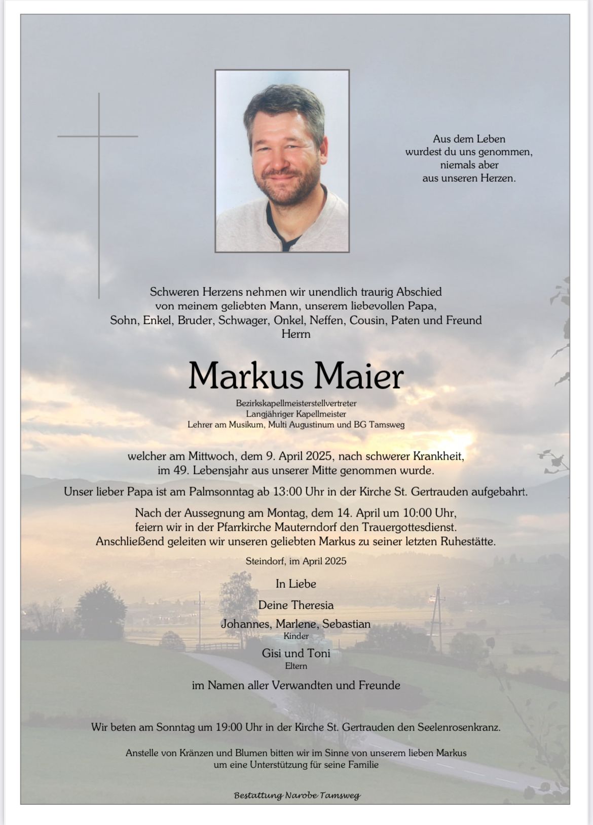 Traueranzeige von Markus Maier