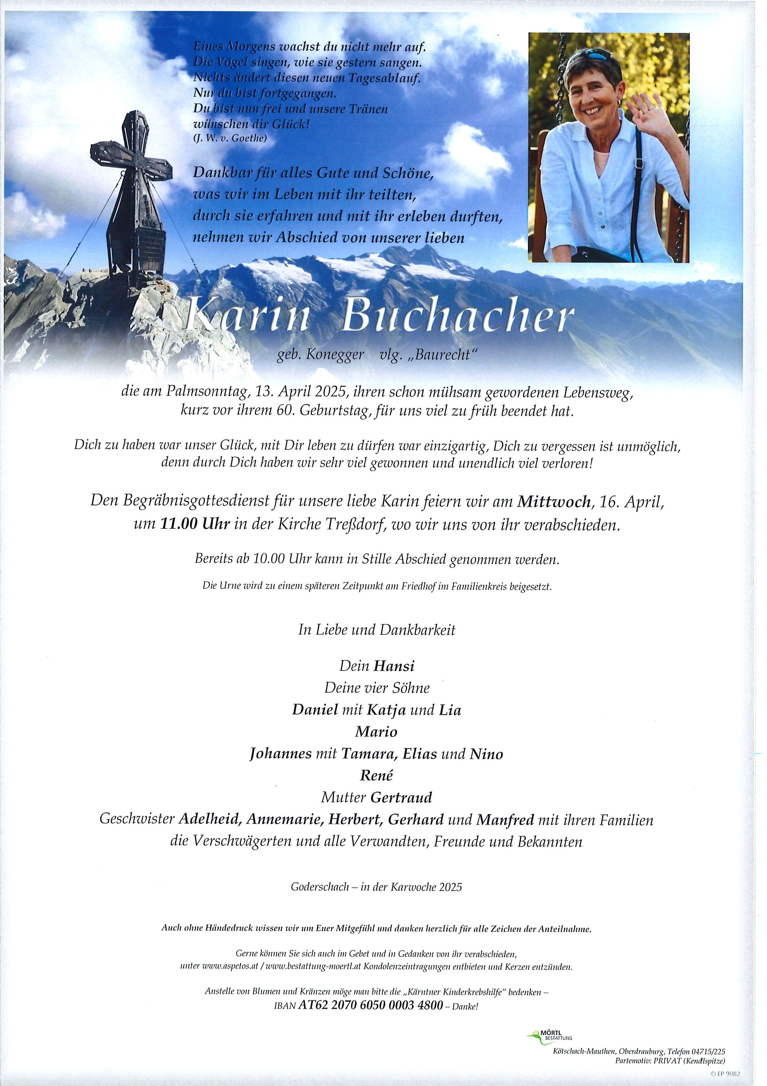 Traueranzeige von Karin Buchacher