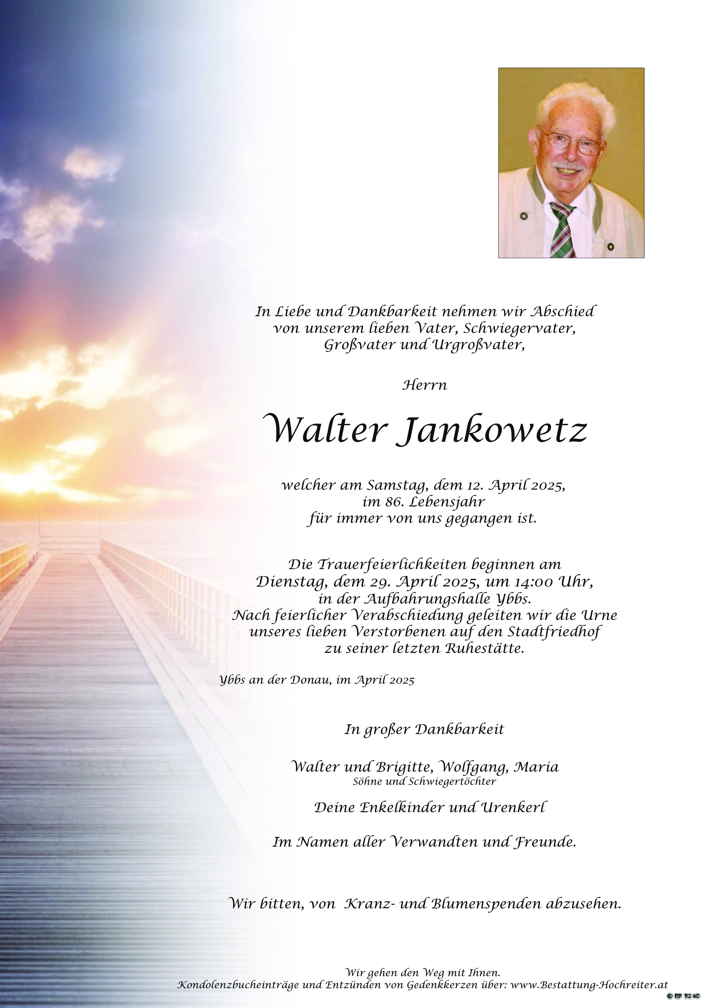 Traueranzeige von Walter Jankowetz