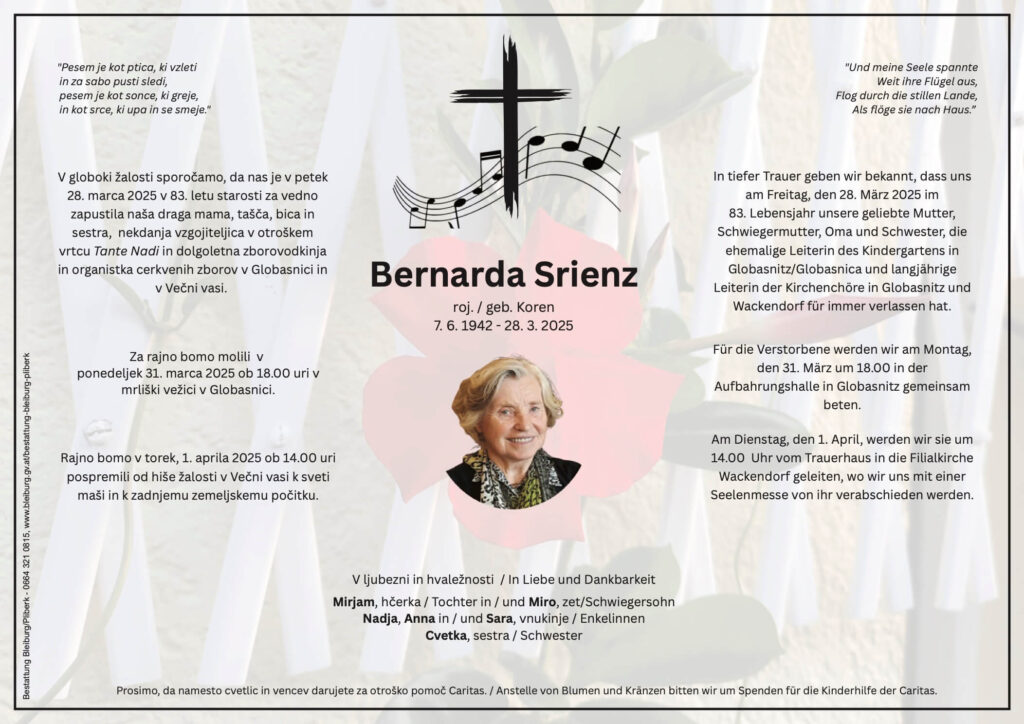Traueranzeige von Bernarda Srienz