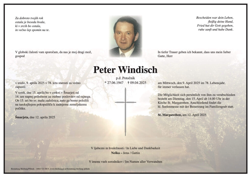 Traueranzeige von Peter Windisch