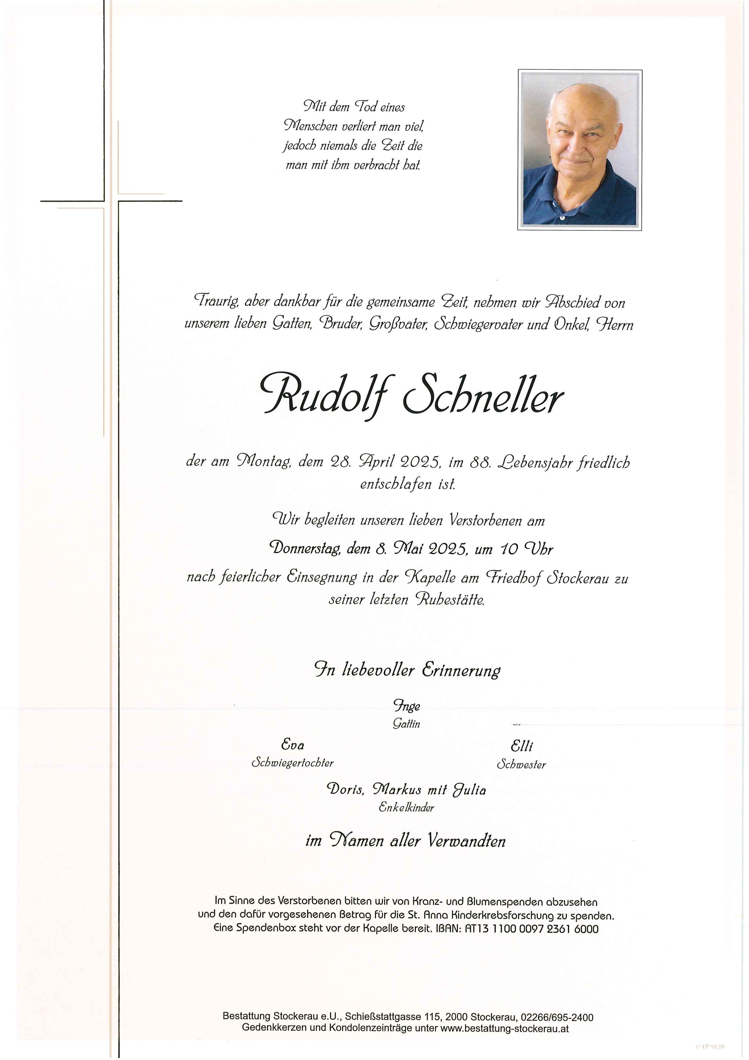Traueranzeige von Rudolf Schneller