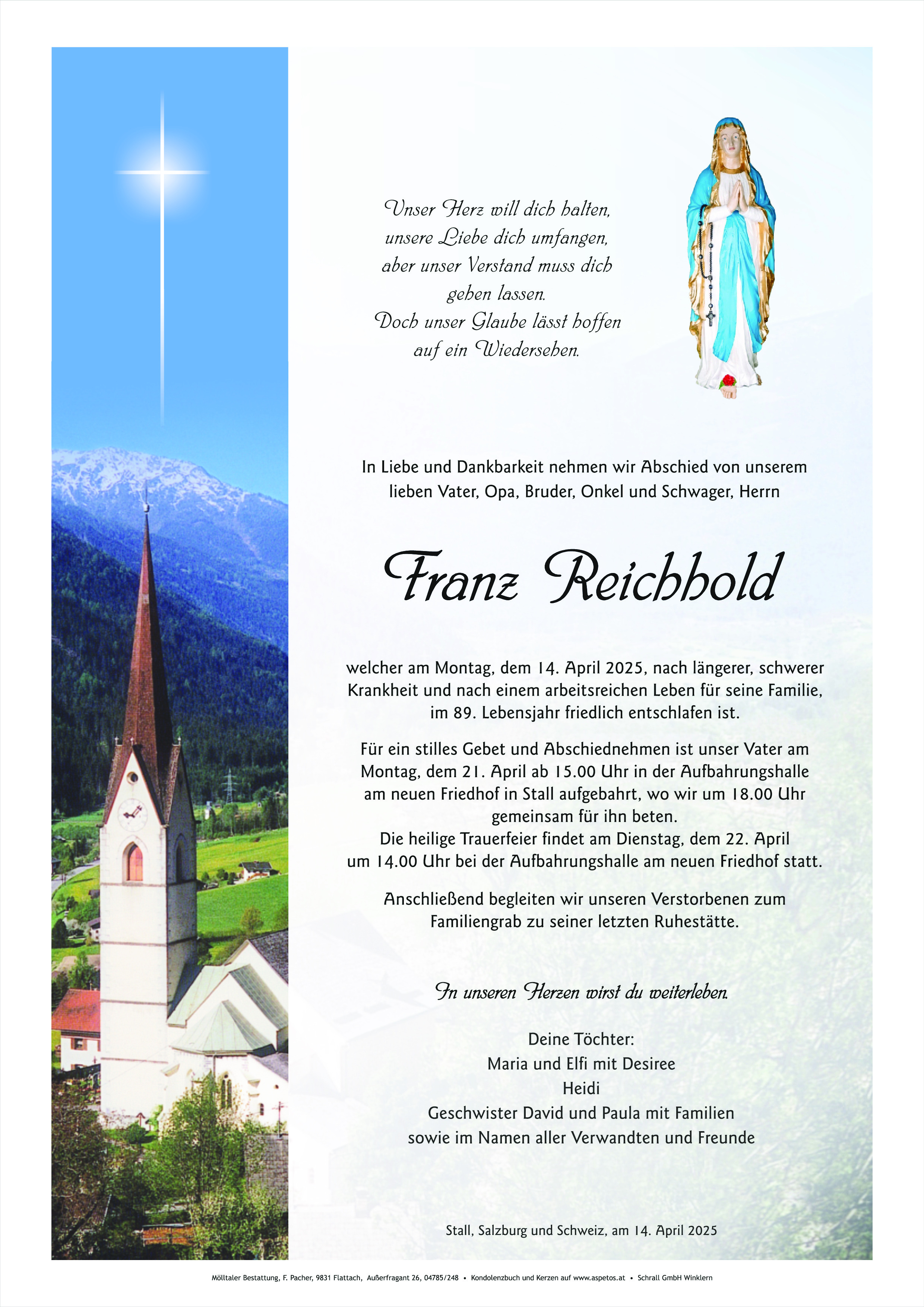 Traueranzeige von Franz Reichhold