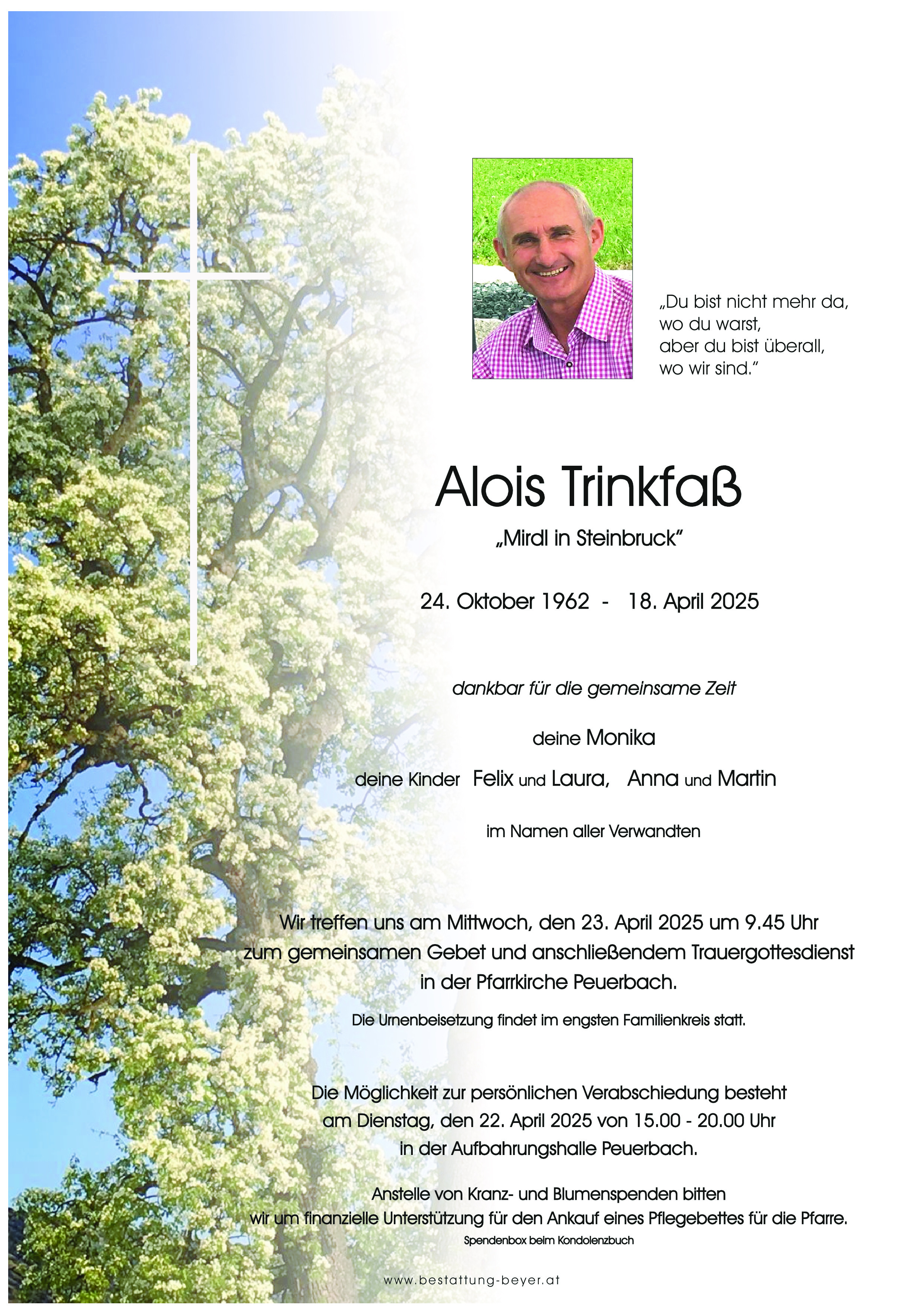 Traueranzeige von Alois Trinkfaß