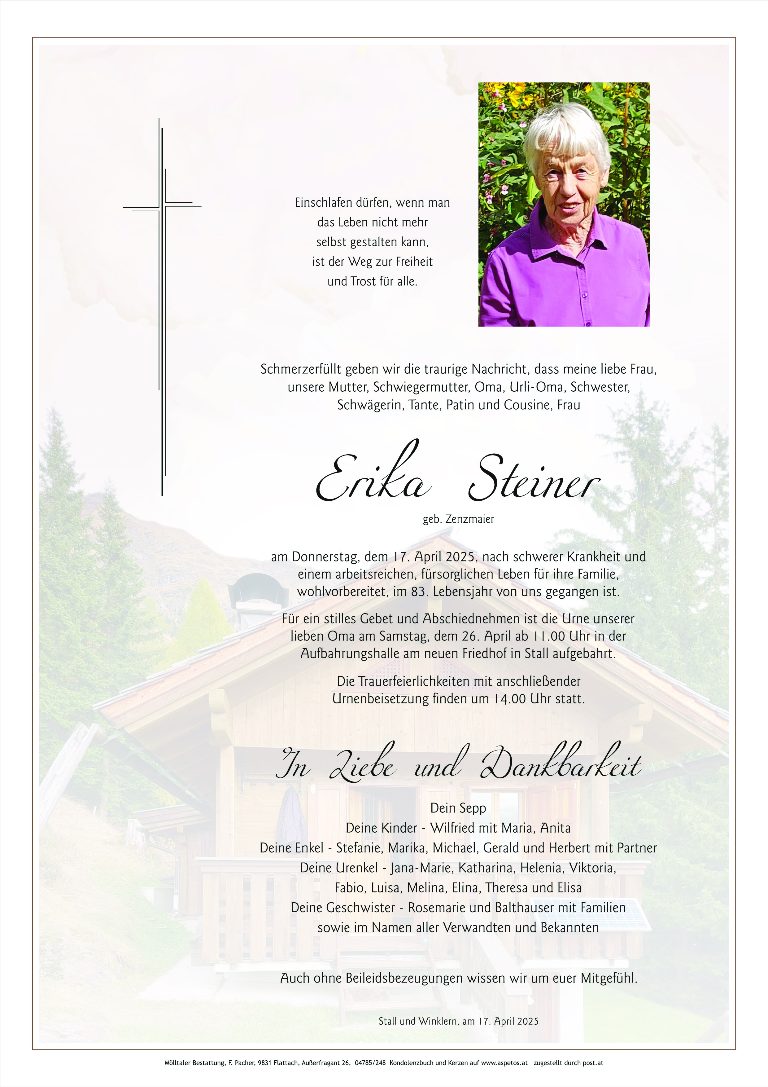 Traueranzeige von Erika Steiner