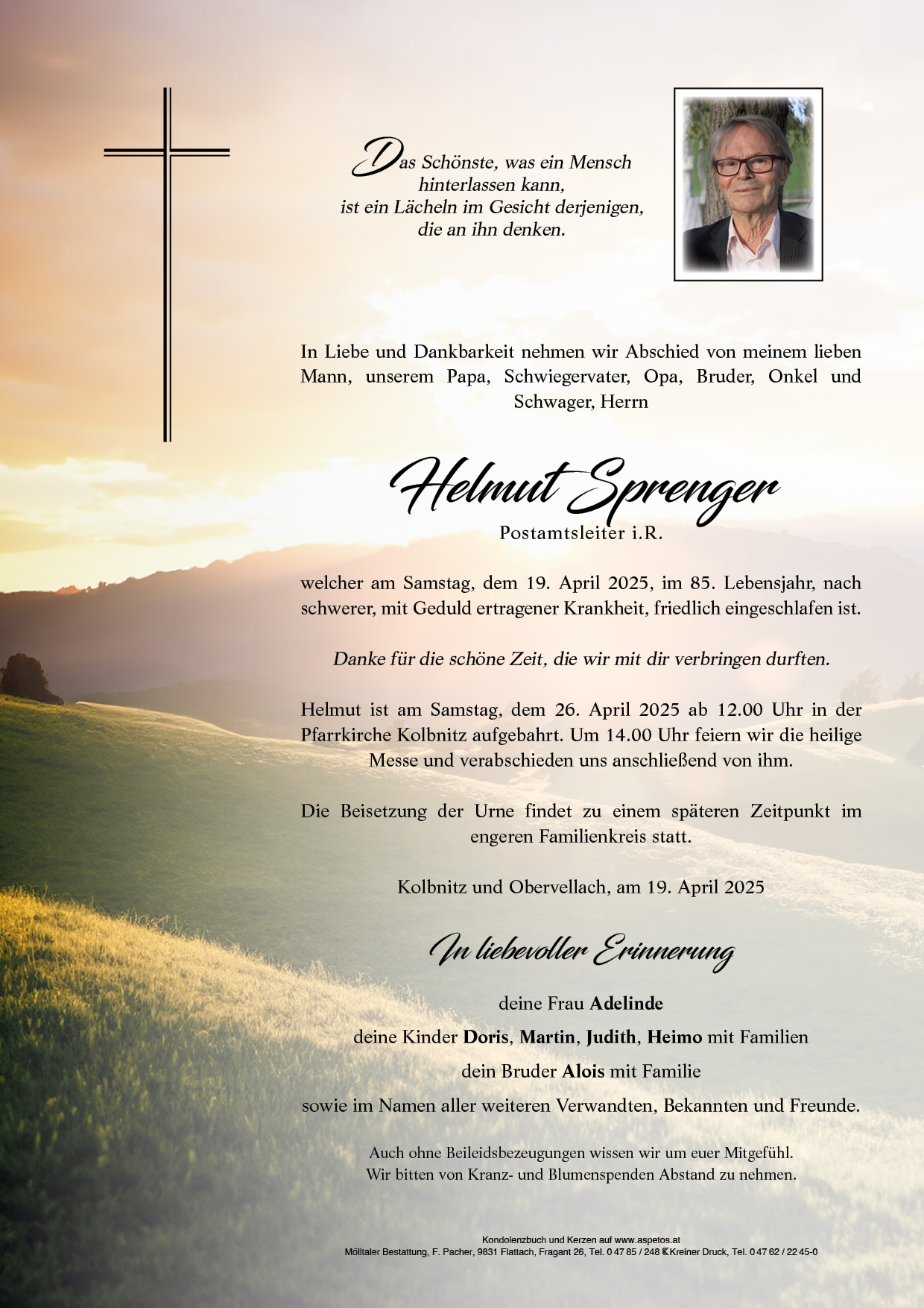 Traueranzeige von Helmut Sprenger