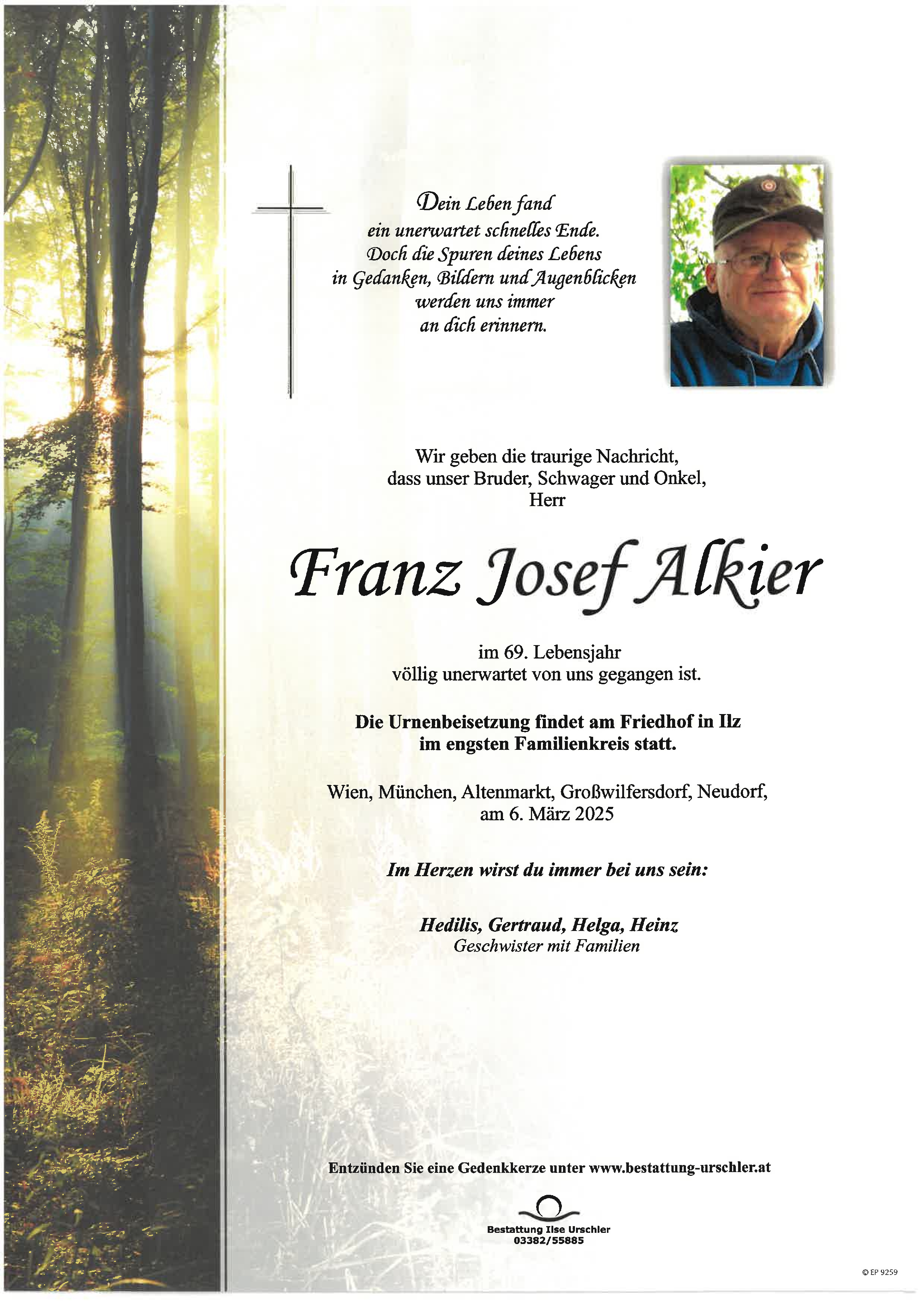 Traueranzeige von Franz Alkier