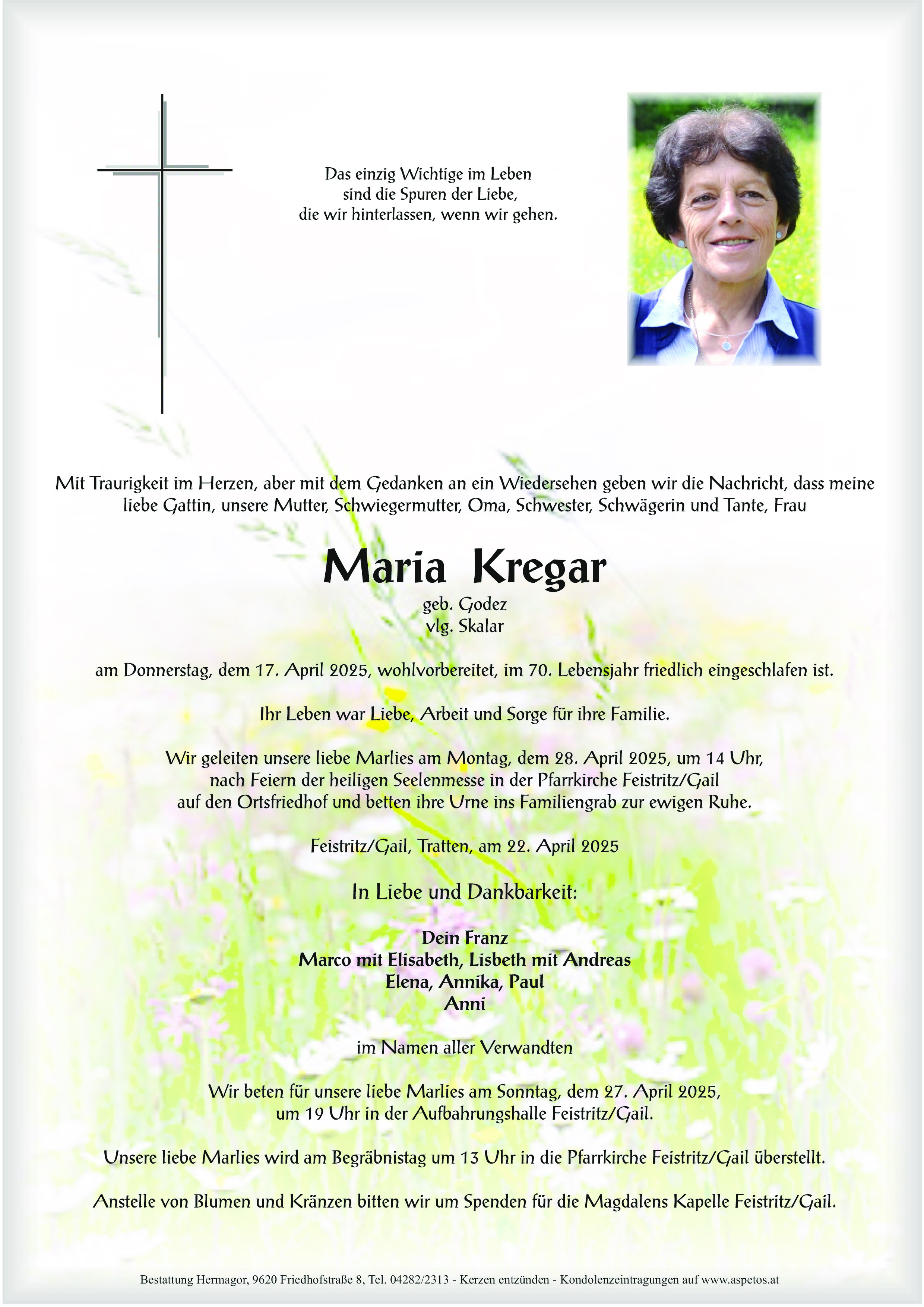 Traueranzeige von Maria Kregar