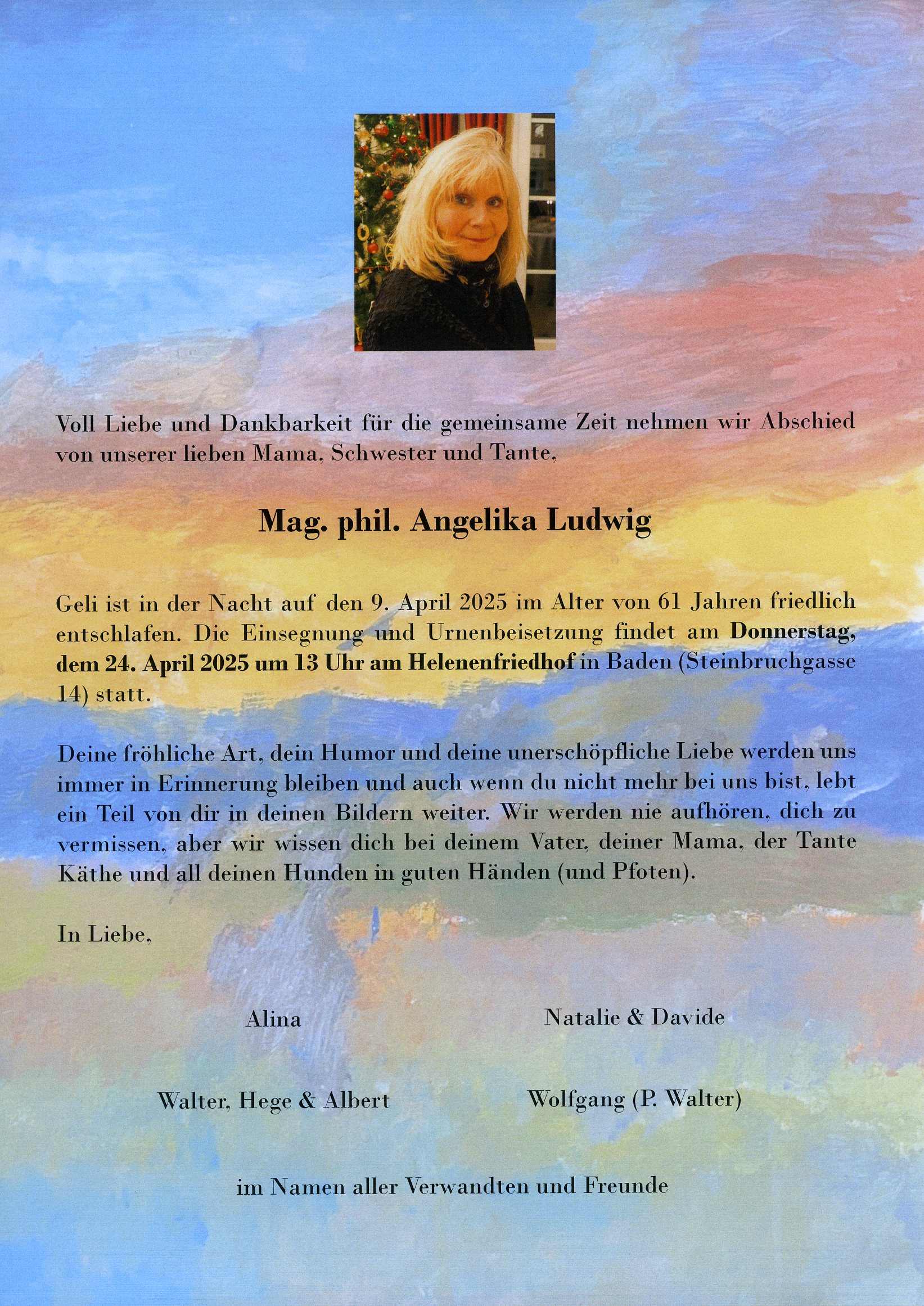 Traueranzeige von Mag. phil Angelika Ludwig