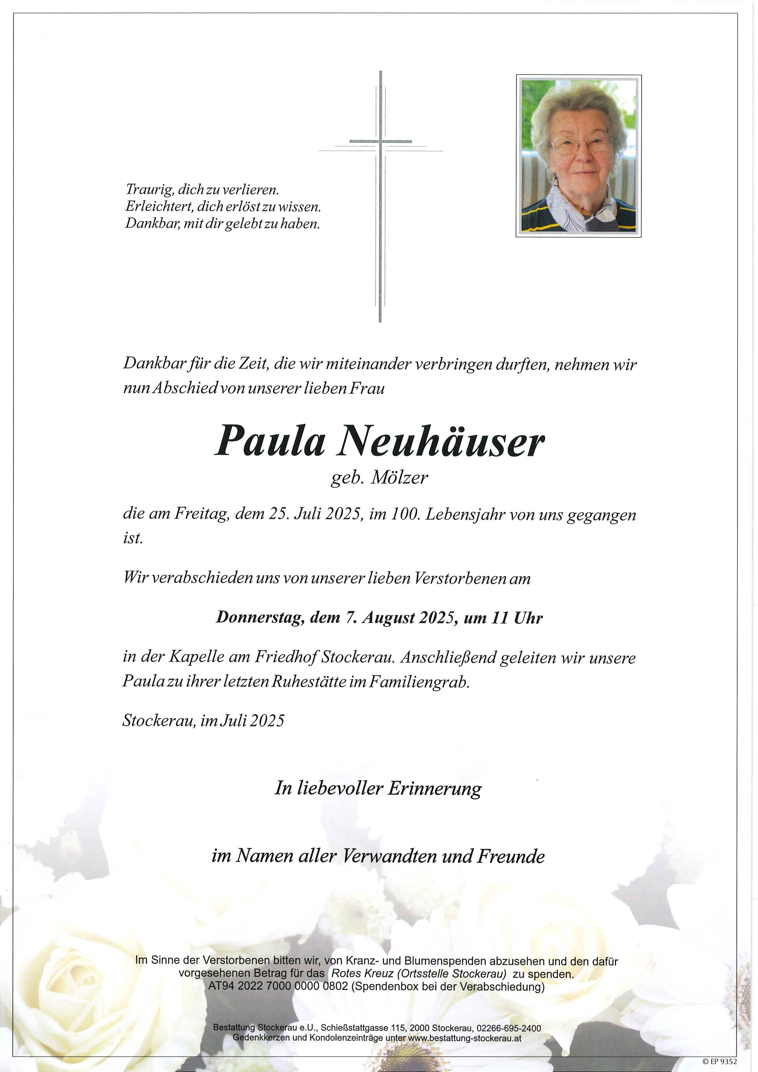 Traueranzeige von Paula Neuhäuser