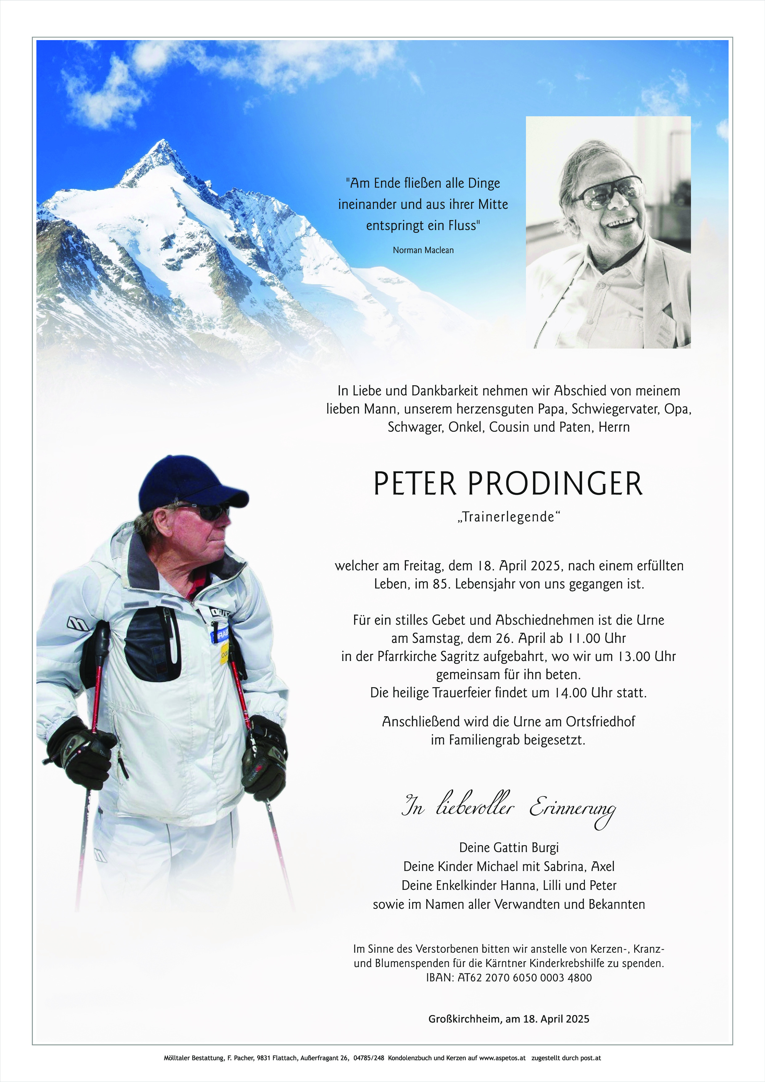 Traueranzeige von Peter Prodinger