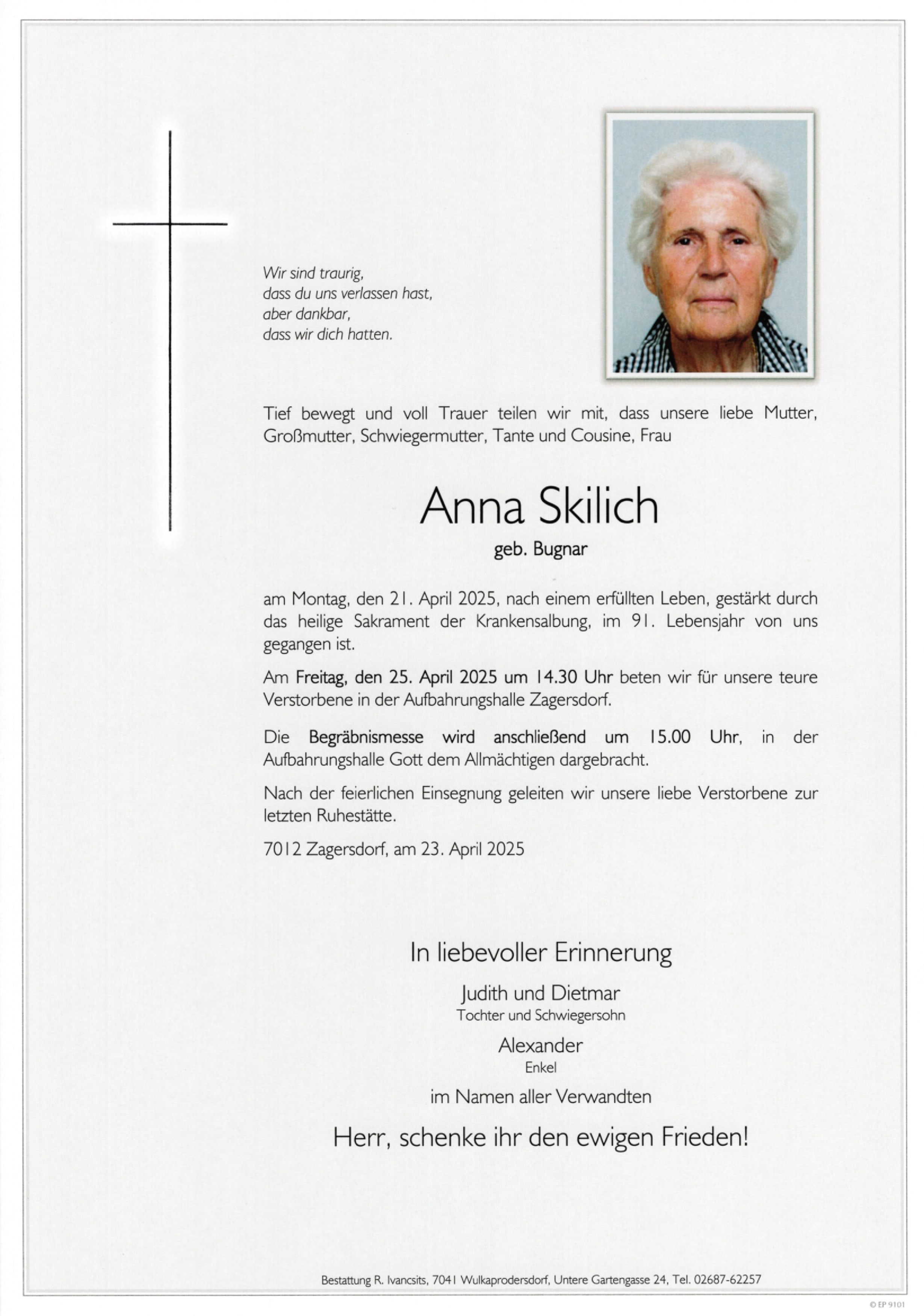 Traueranzeige von Anna Skilich
