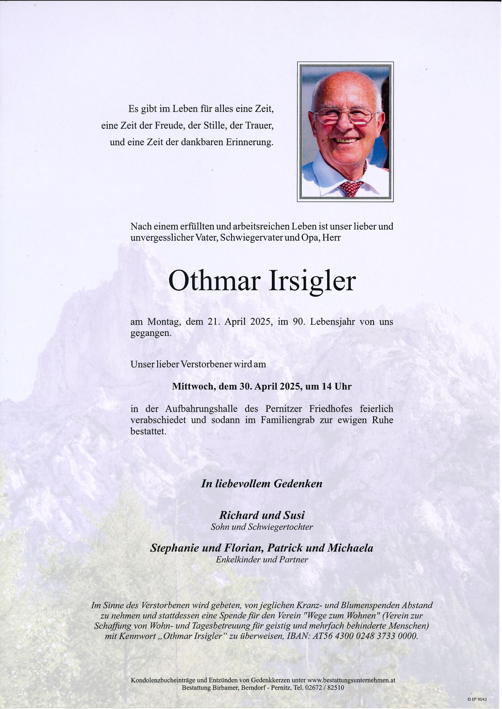 Traueranzeige von Othmar Irsigler