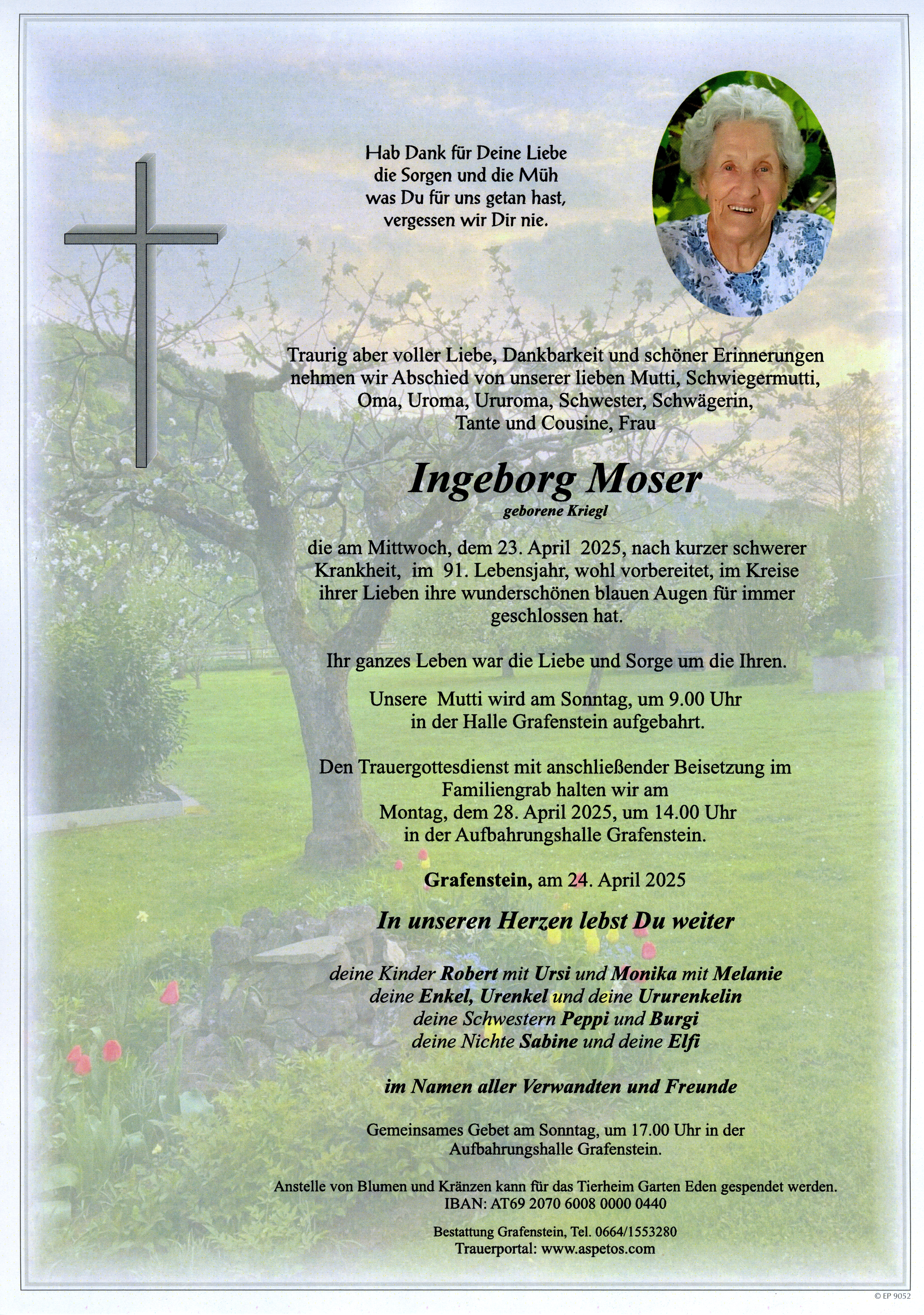 Traueranzeige von Ingeborg Moser