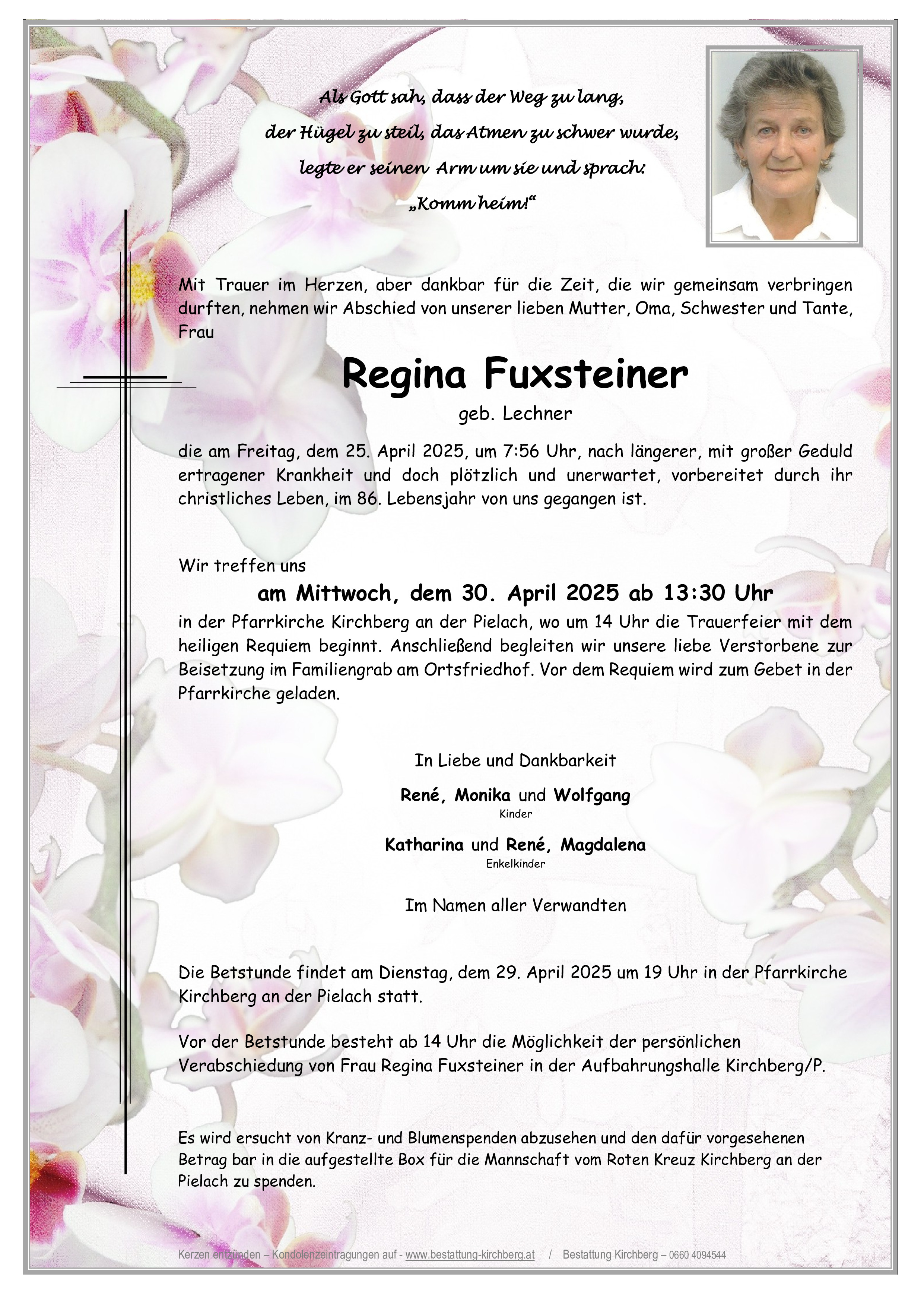 Traueranzeige von Regina Fuxsteiner