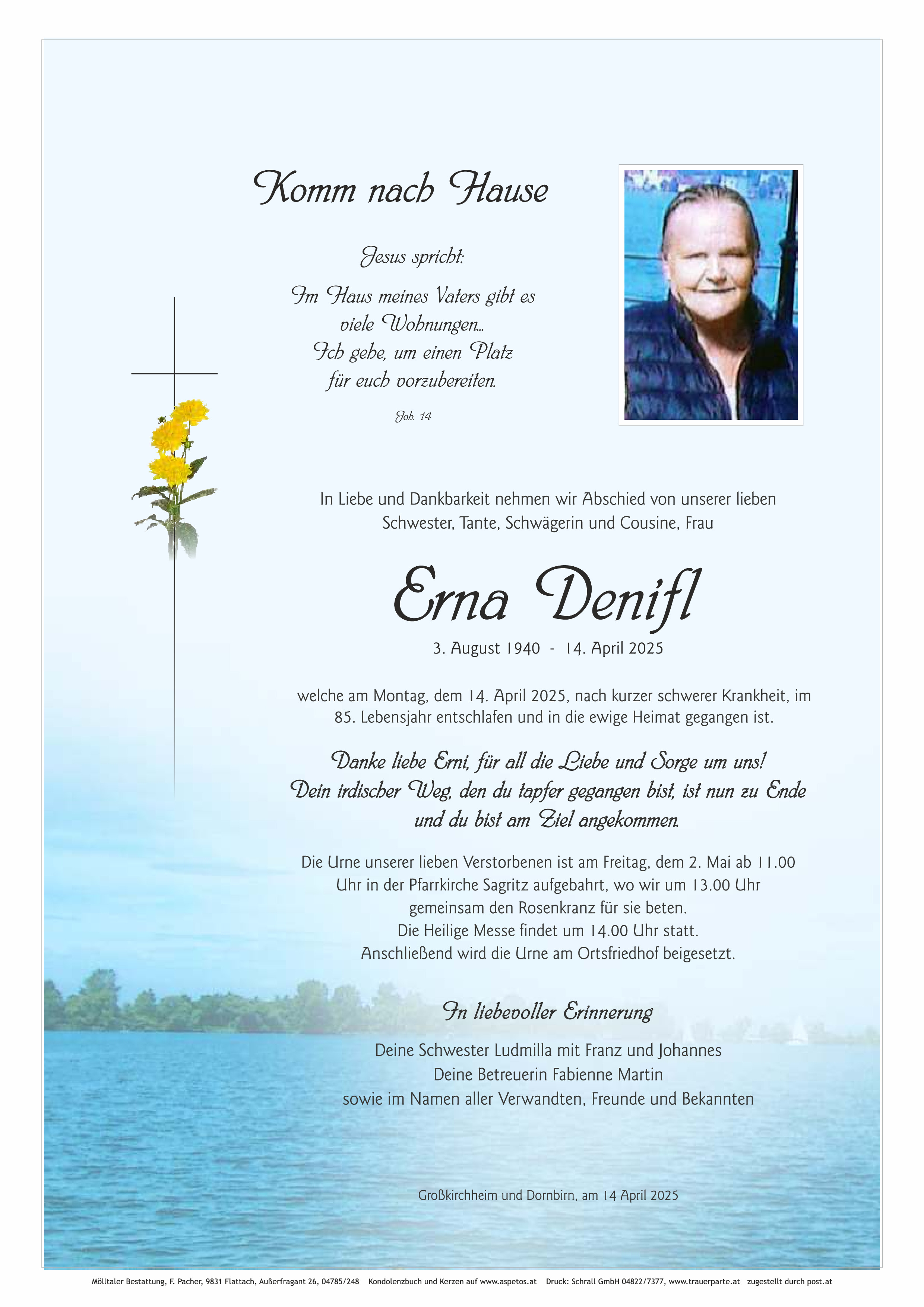 Traueranzeige von Erna Denifl