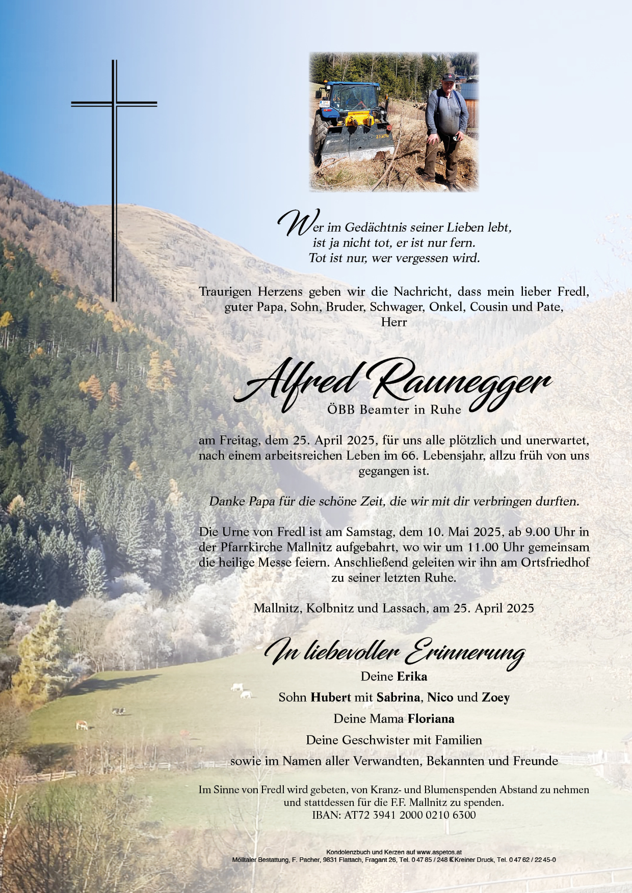 Traueranzeige von Alfred Raunegger