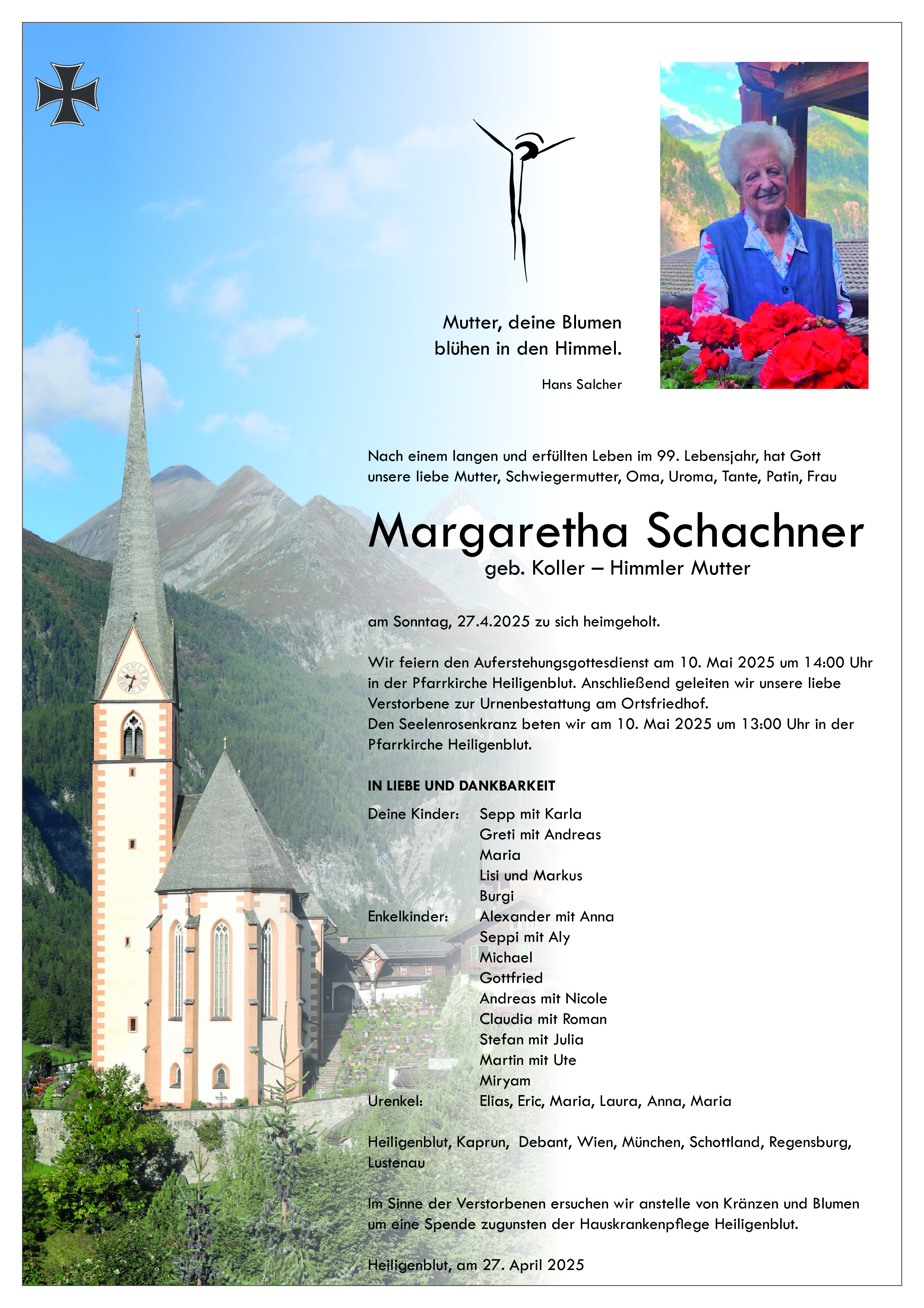 Traueranzeige von Margaretha Schachner