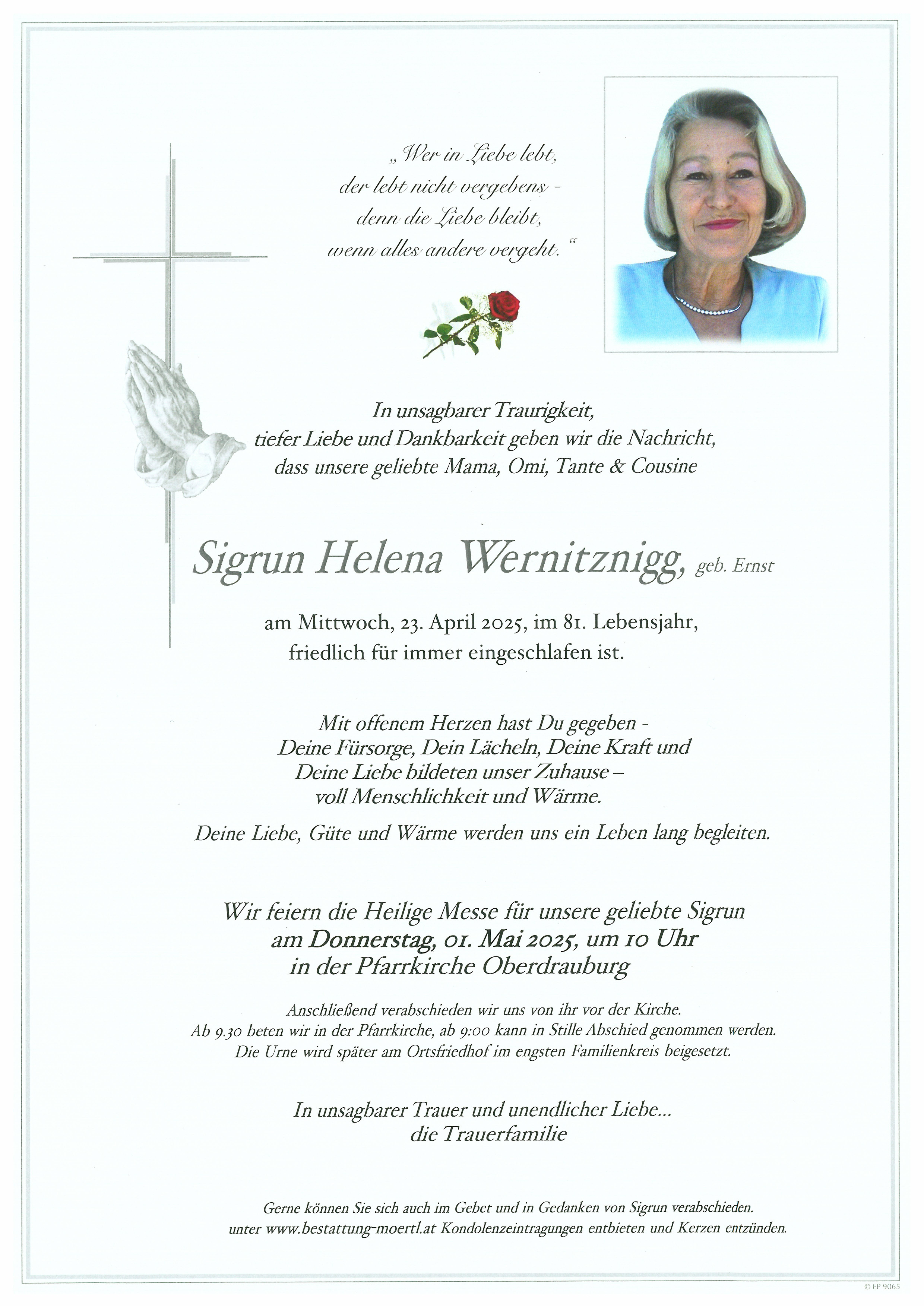 Traueranzeige von Sigrun Helena Wernitznigg