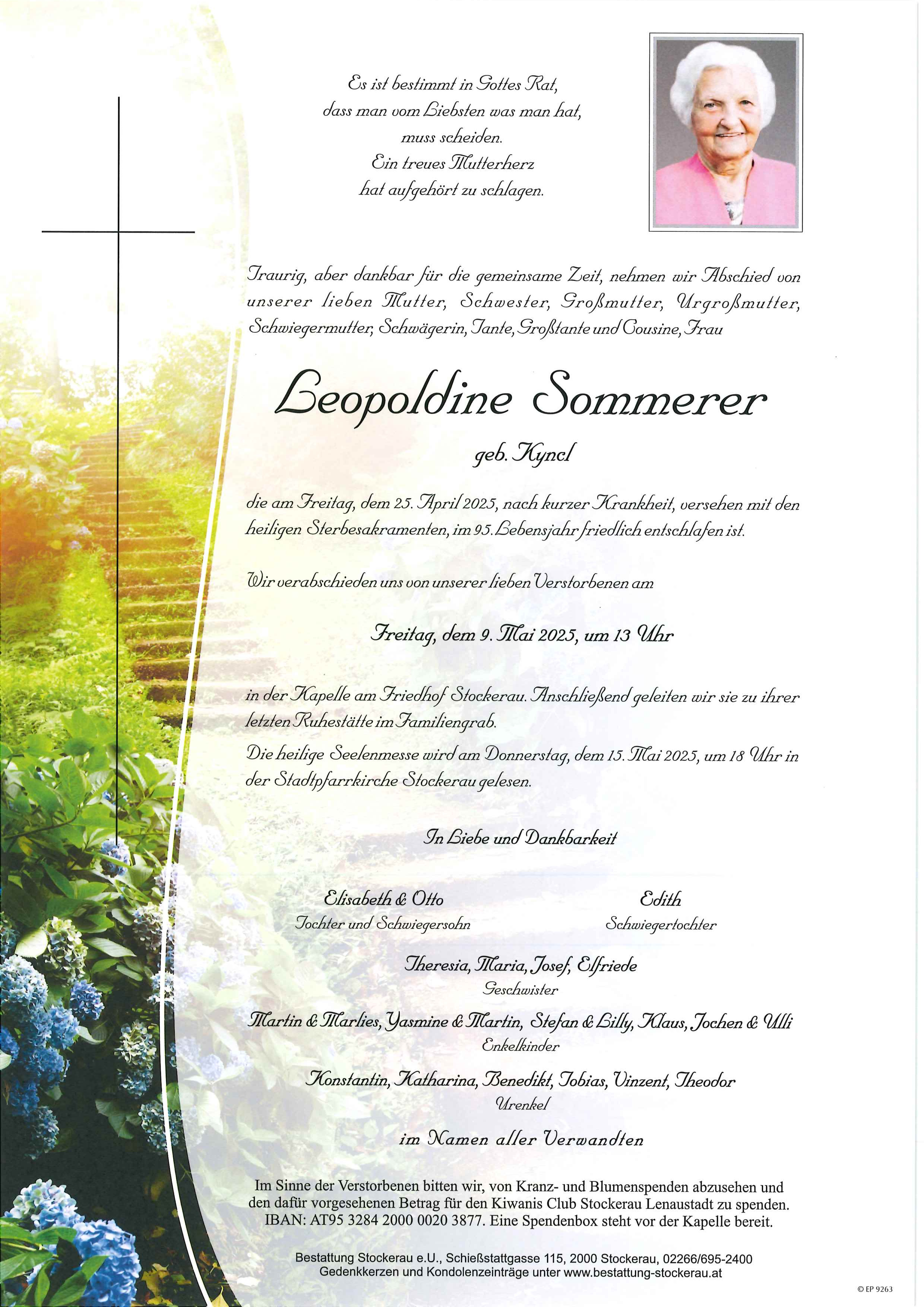 Traueranzeige von Leopoldine Sommerer