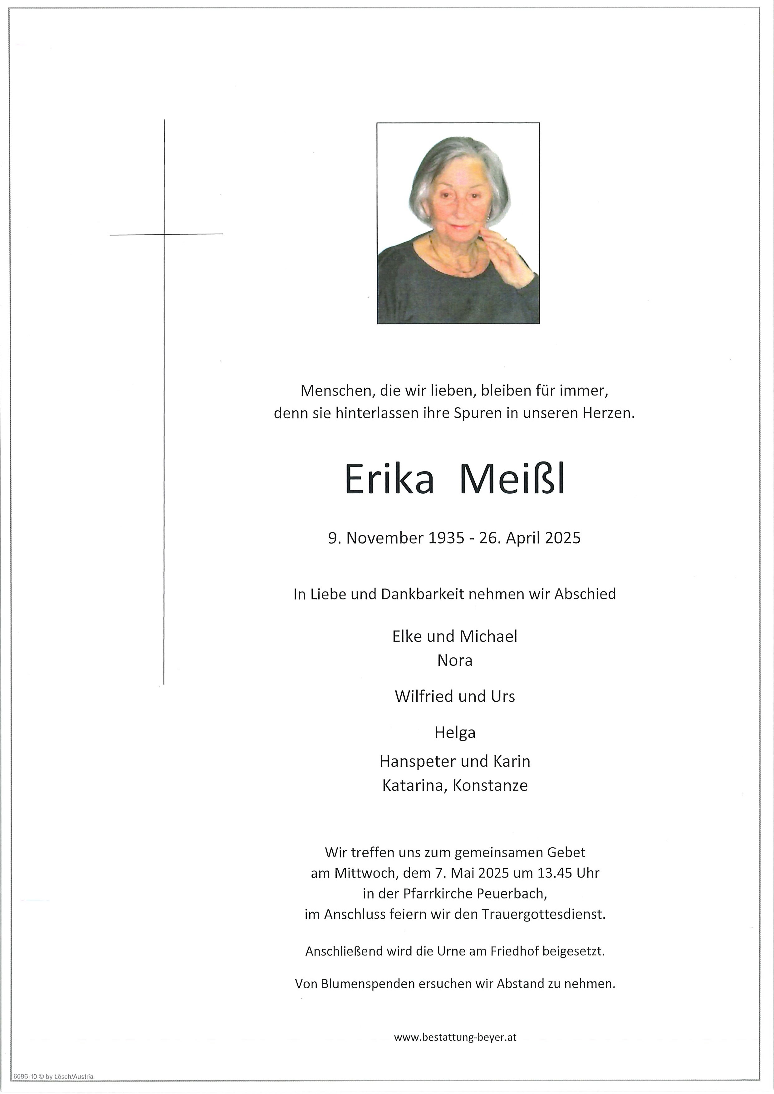 Traueranzeige von Erika Meißl