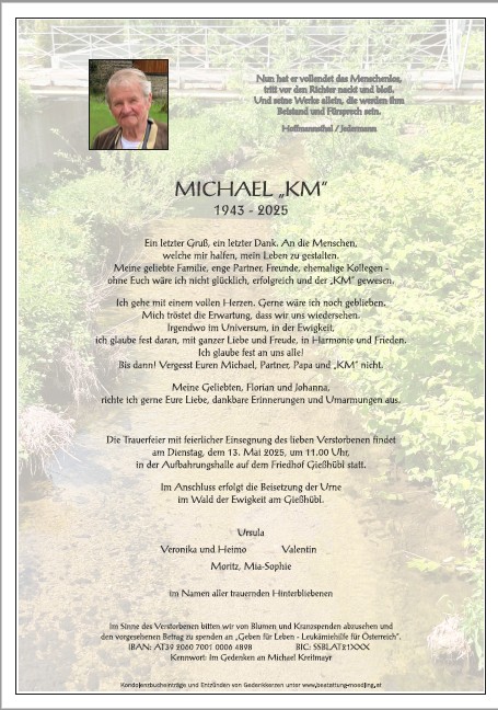 Traueranzeige von Michael KM