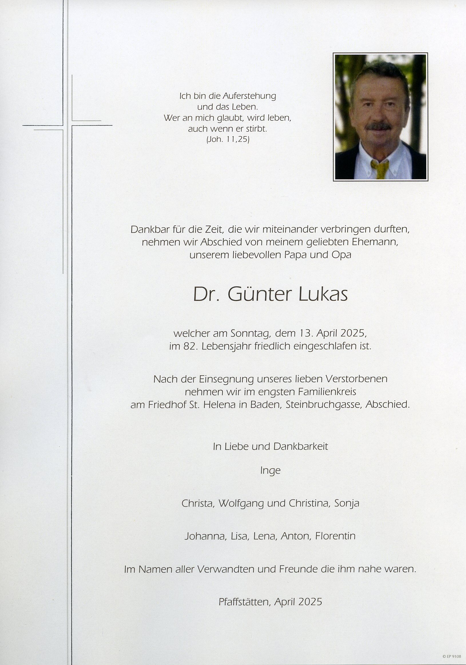 Traueranzeige von Dr. Günter Lukas