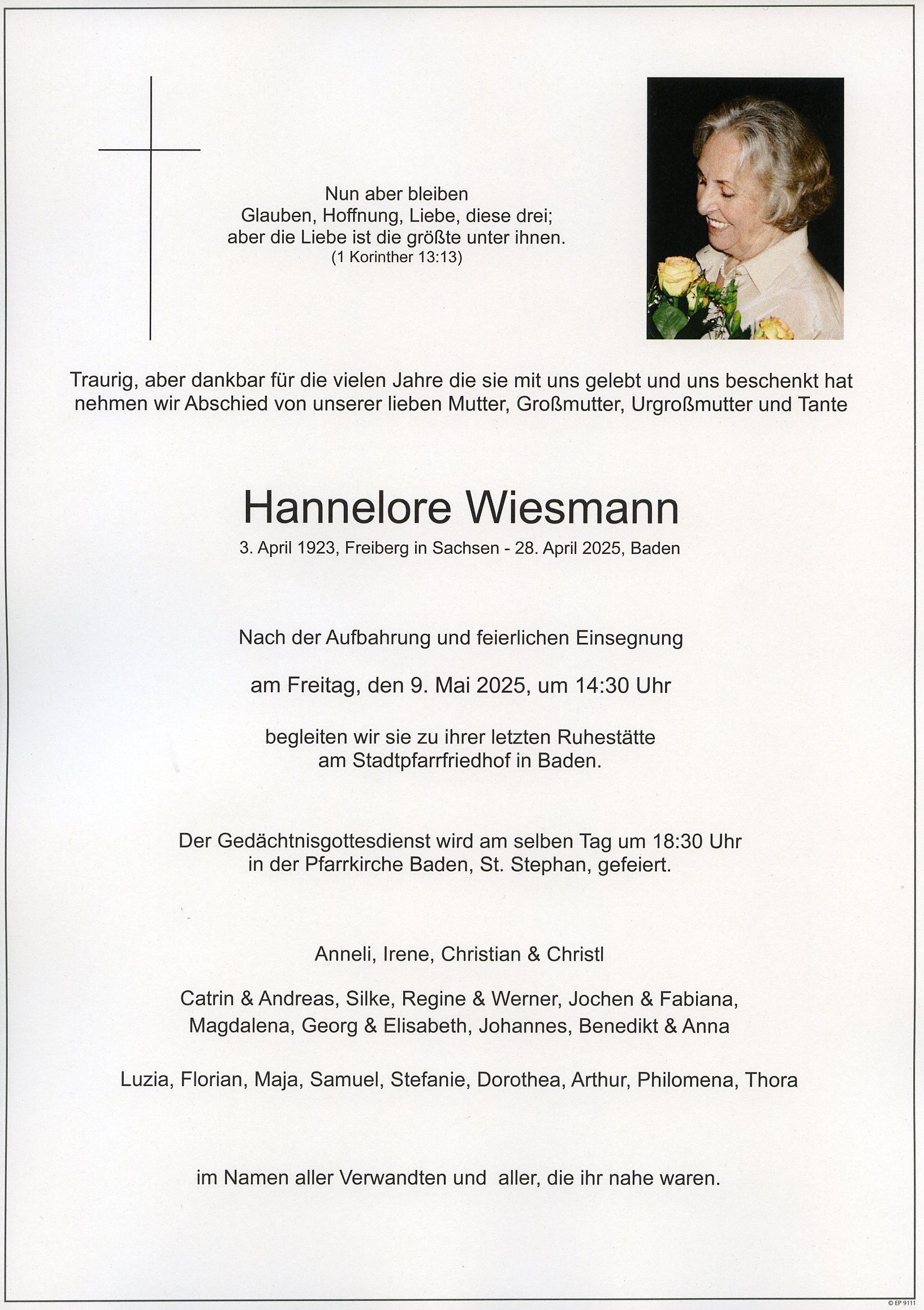 Traueranzeige von Hannelore Wiesmann