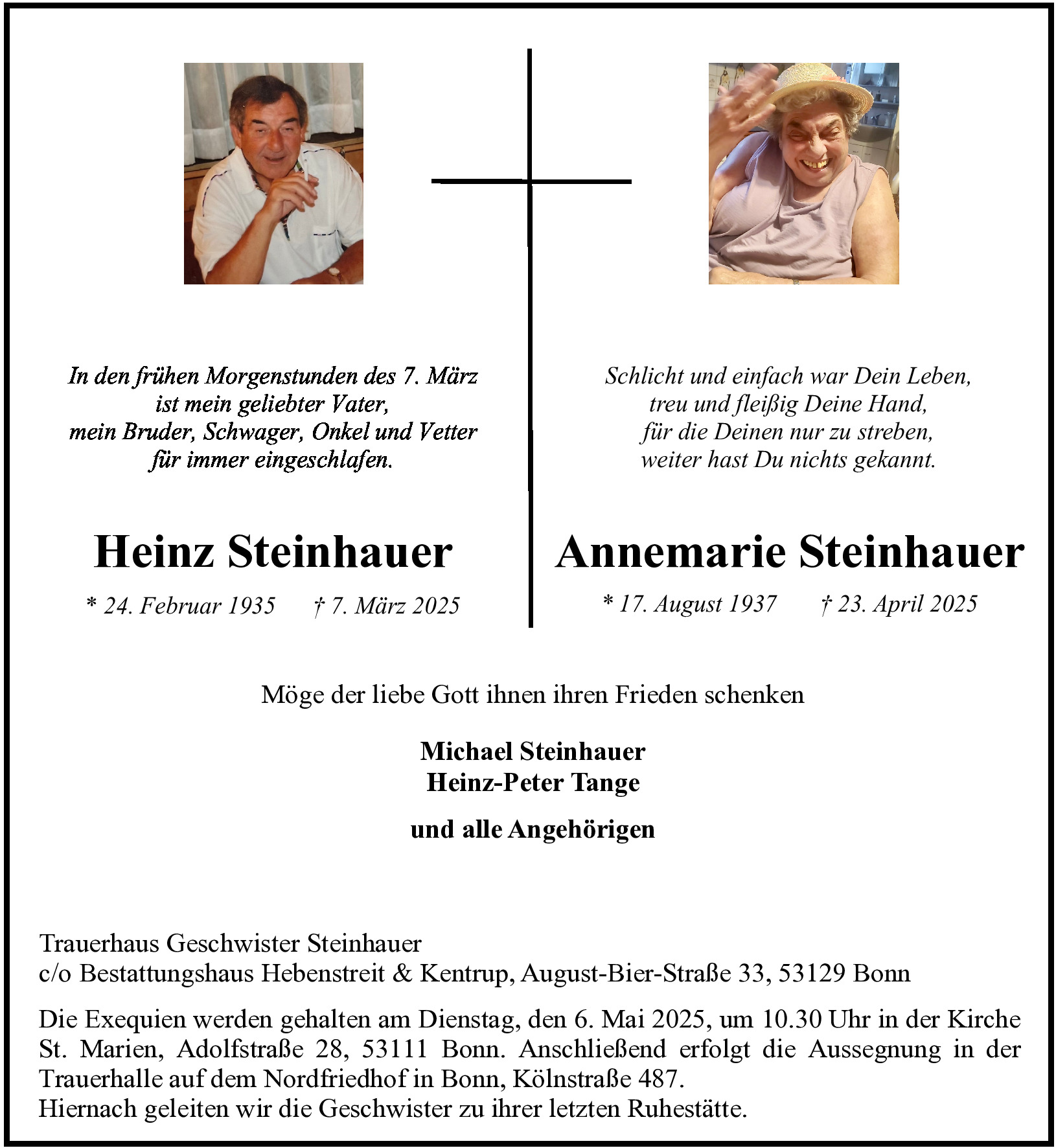 Traueranzeige von Annemarie Steinhauer
