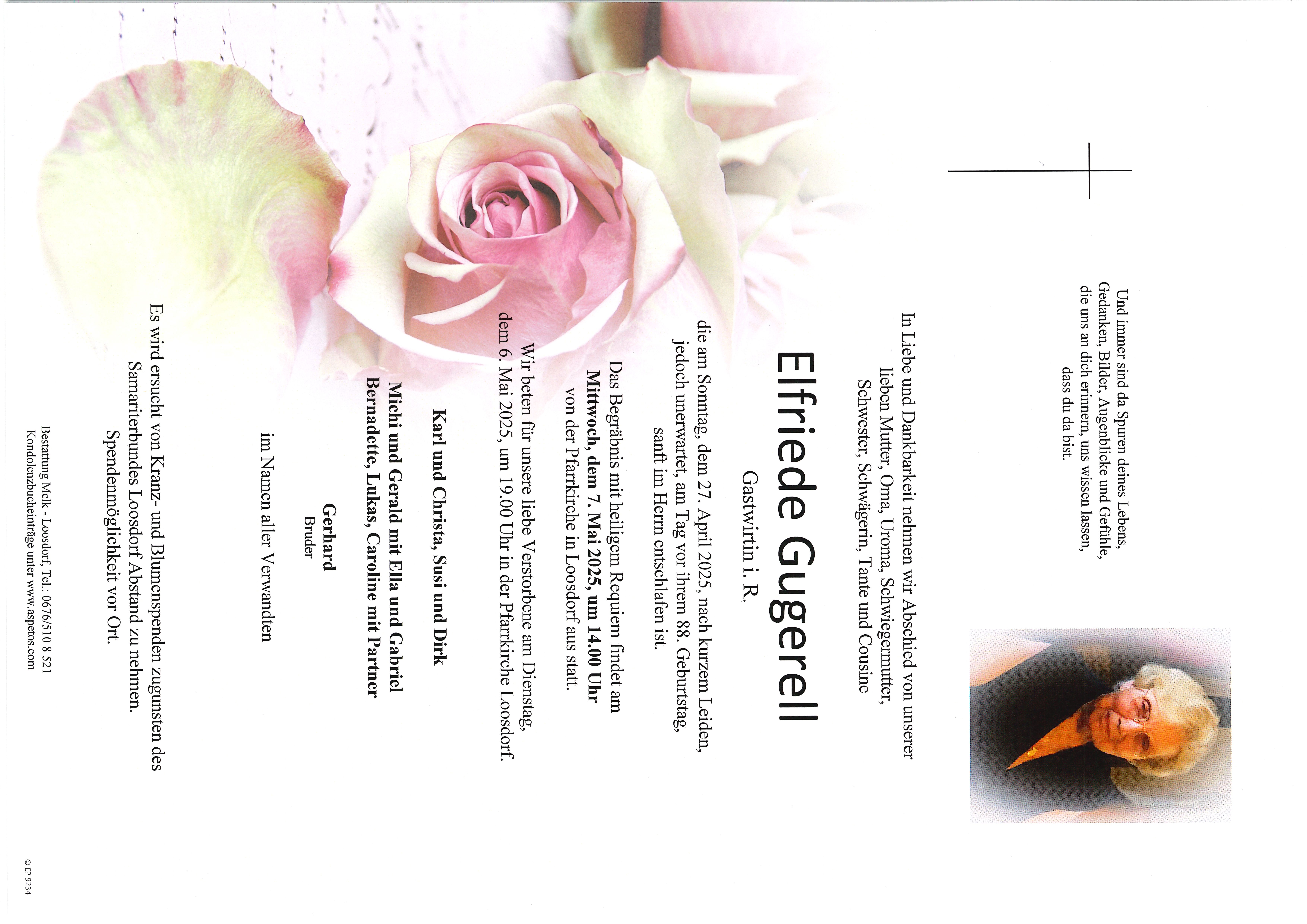 Traueranzeige von Elfriede Gugerell