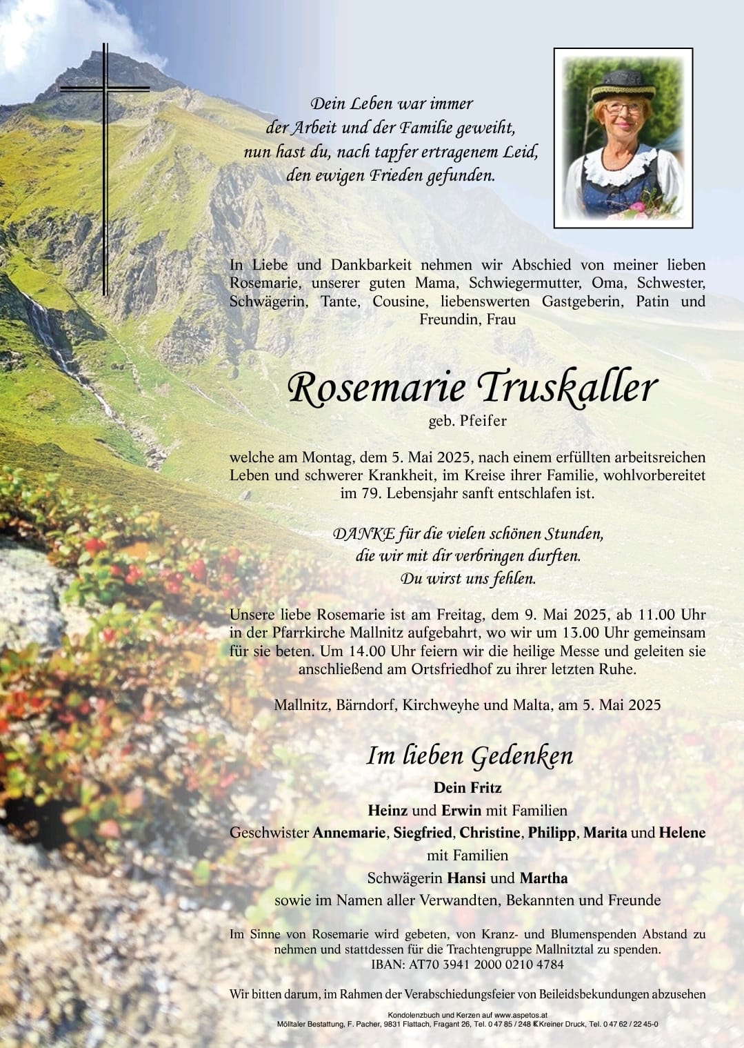 Traueranzeige von Rosemarie Truskaller
