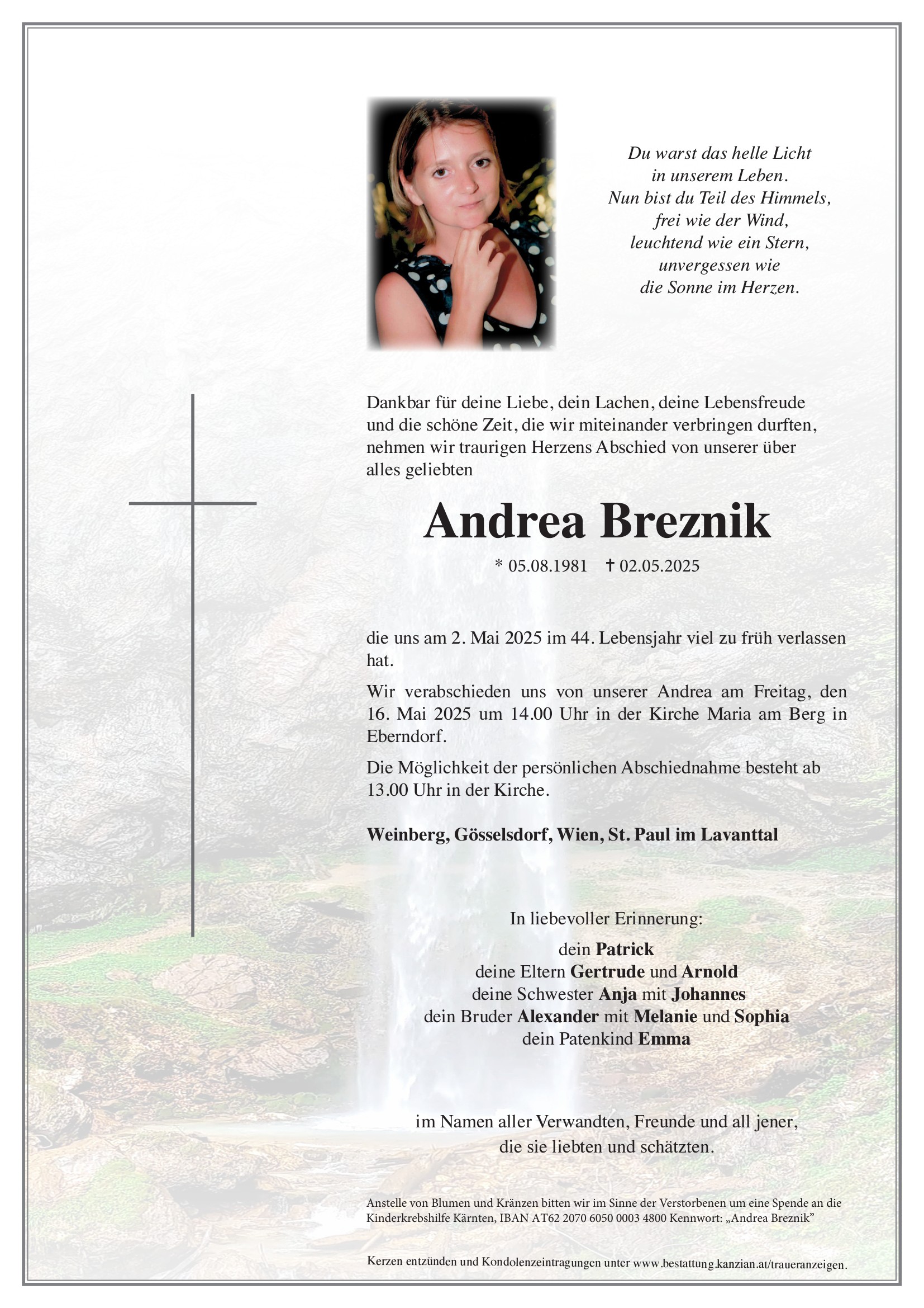 Traueranzeige von Andrea Breznik