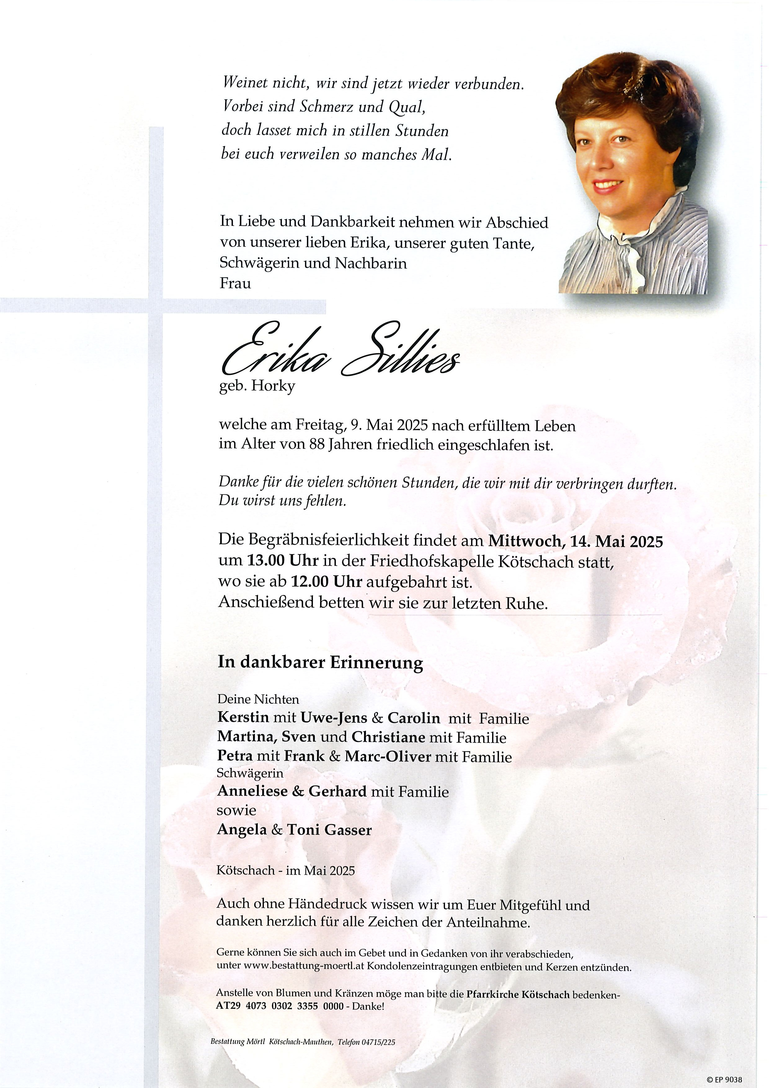 Traueranzeige von Erika Sillies