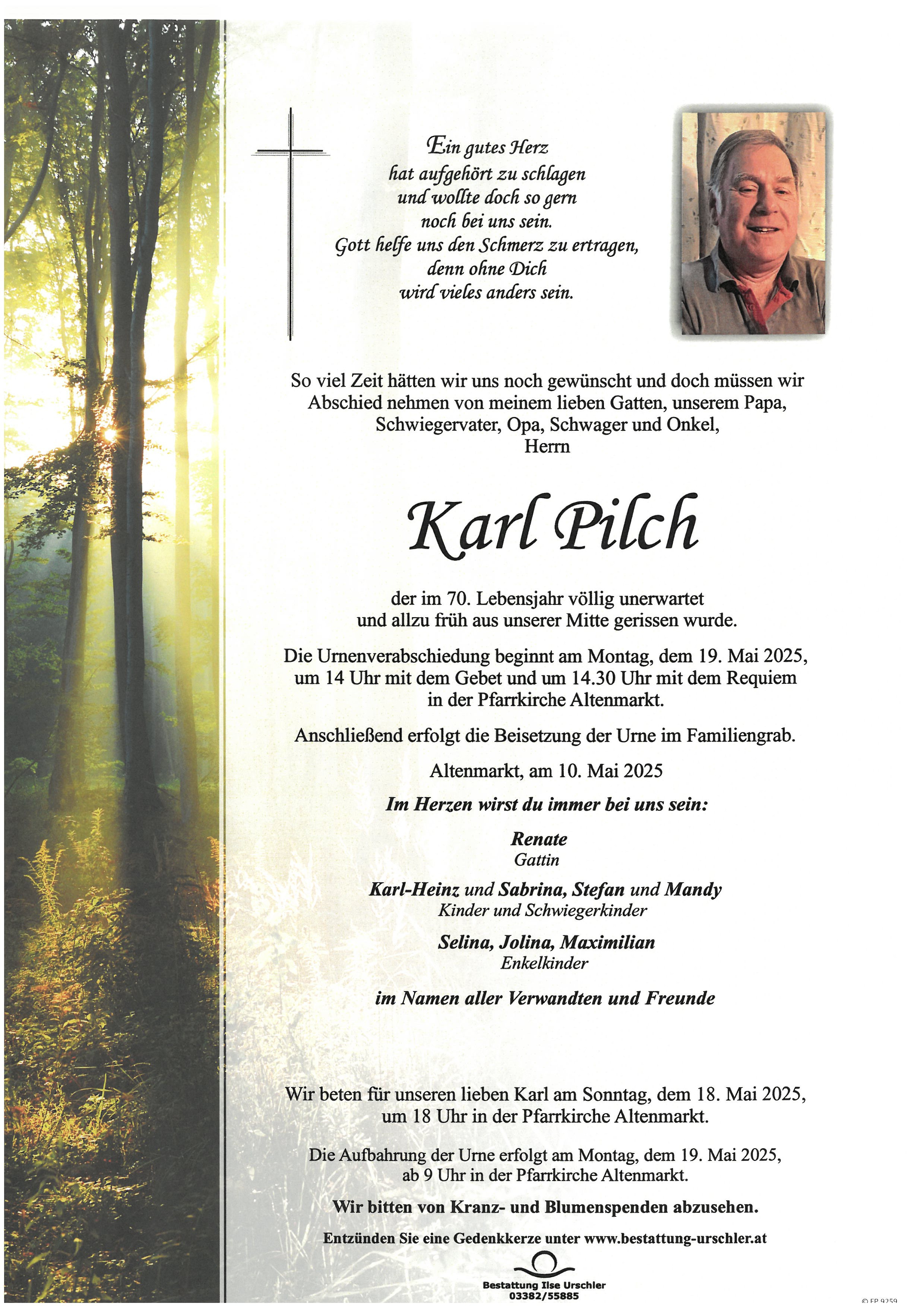 Traueranzeige von Karl Pilch