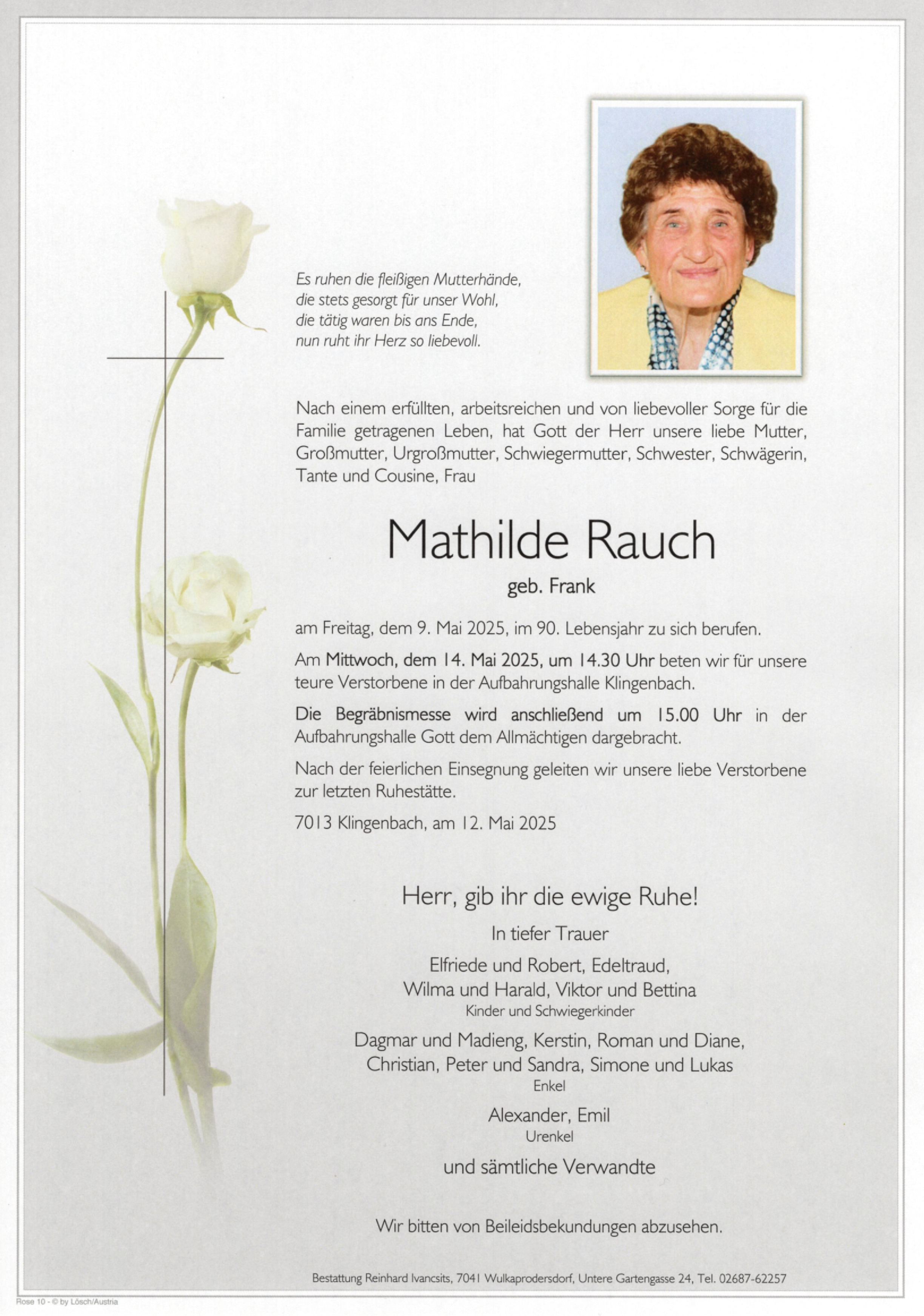Traueranzeige von Mathilde Rauch