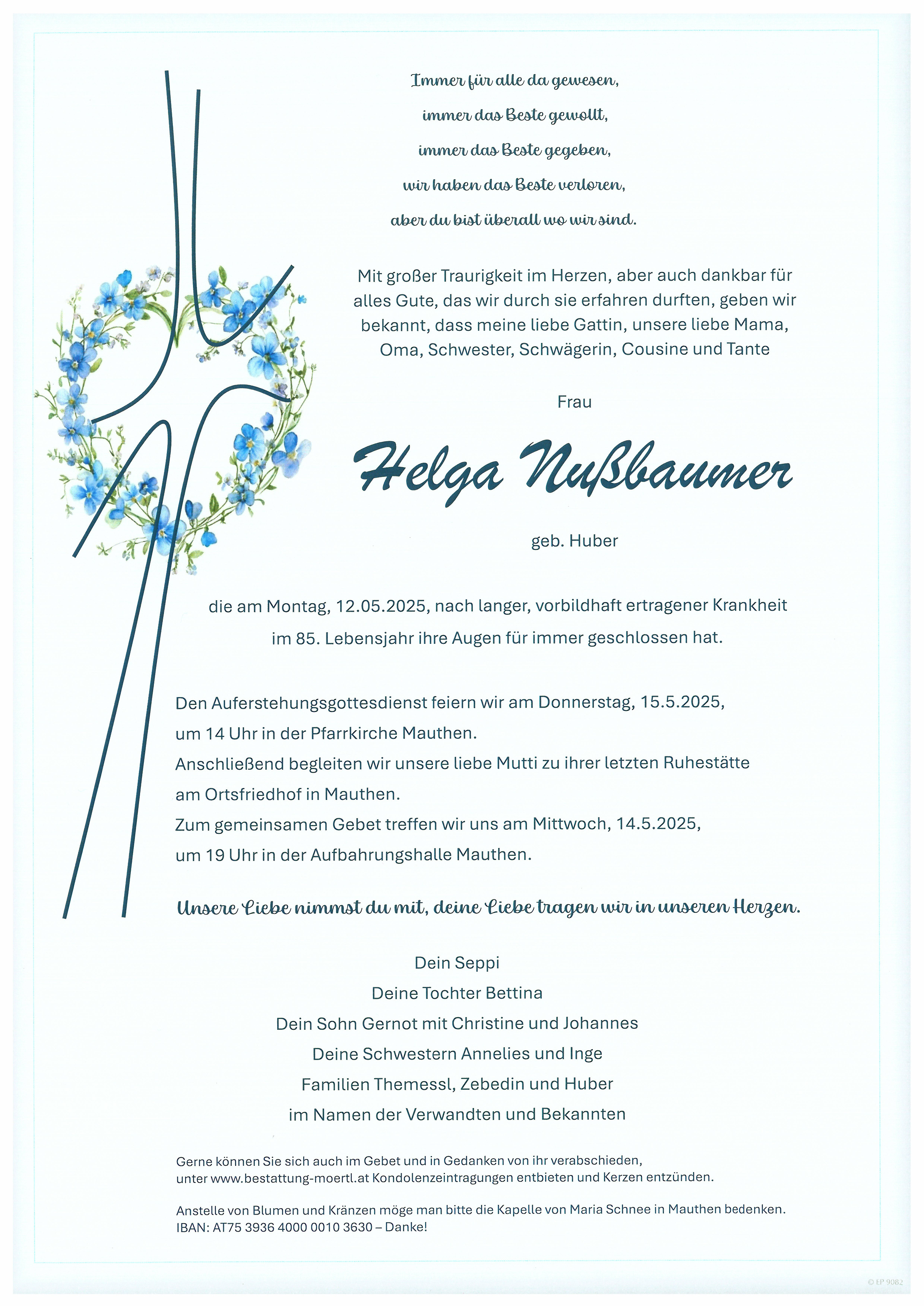 Traueranzeige von Helga Nußbaumer
