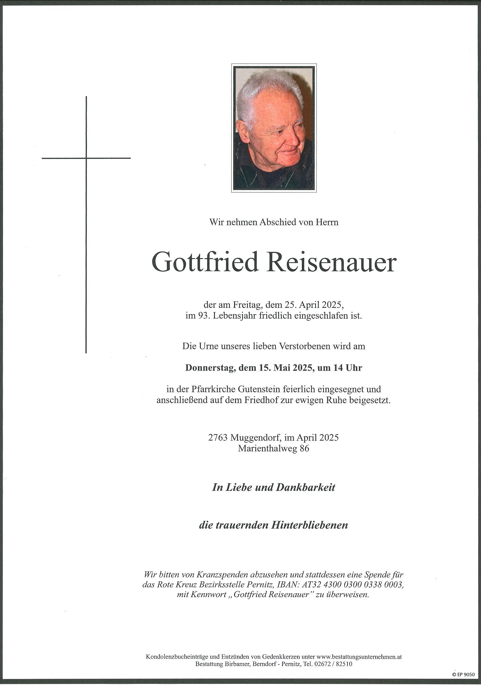 Traueranzeige von Gottfried Reisenauer
