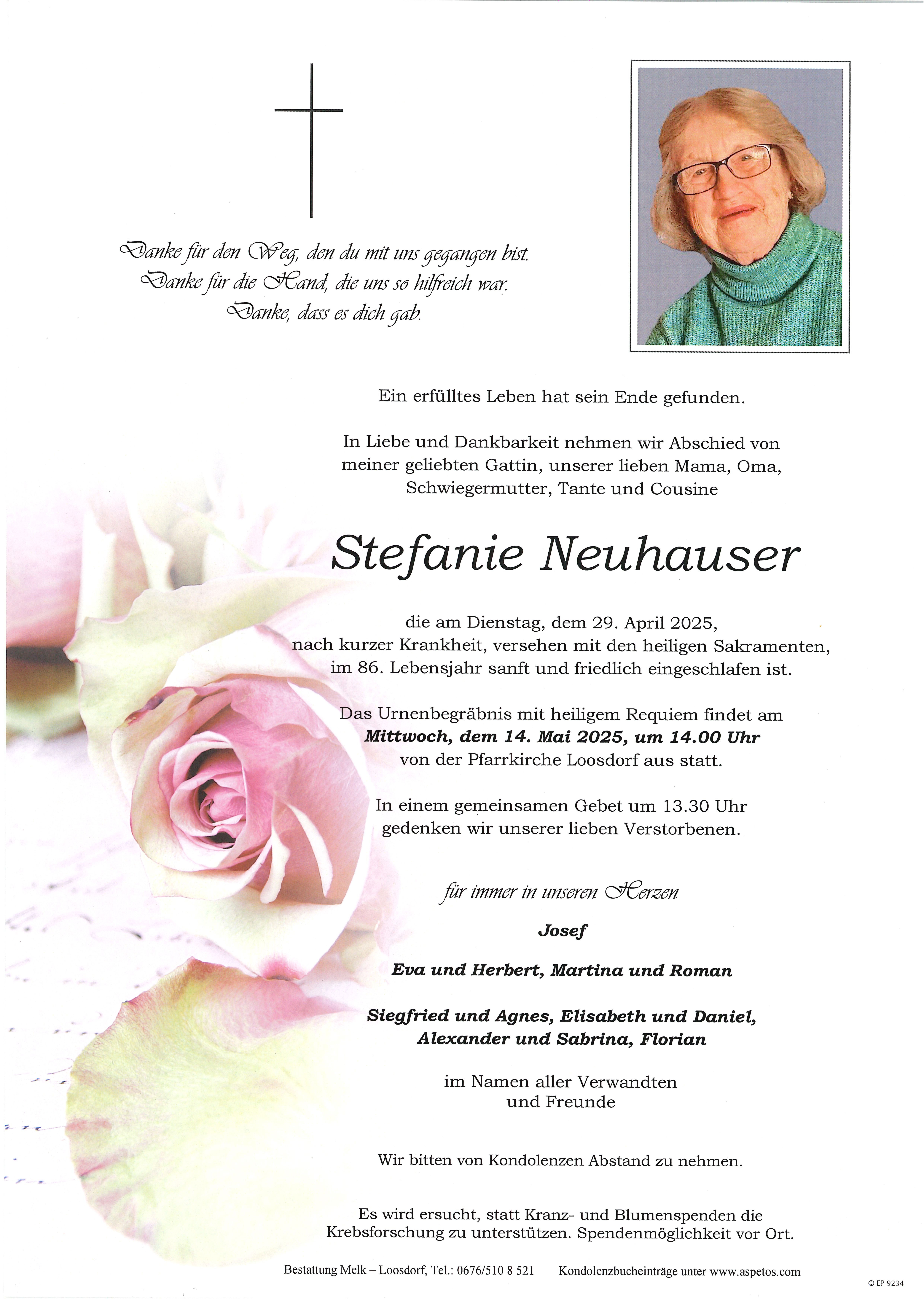 Traueranzeige von Stefanie Neuhauser