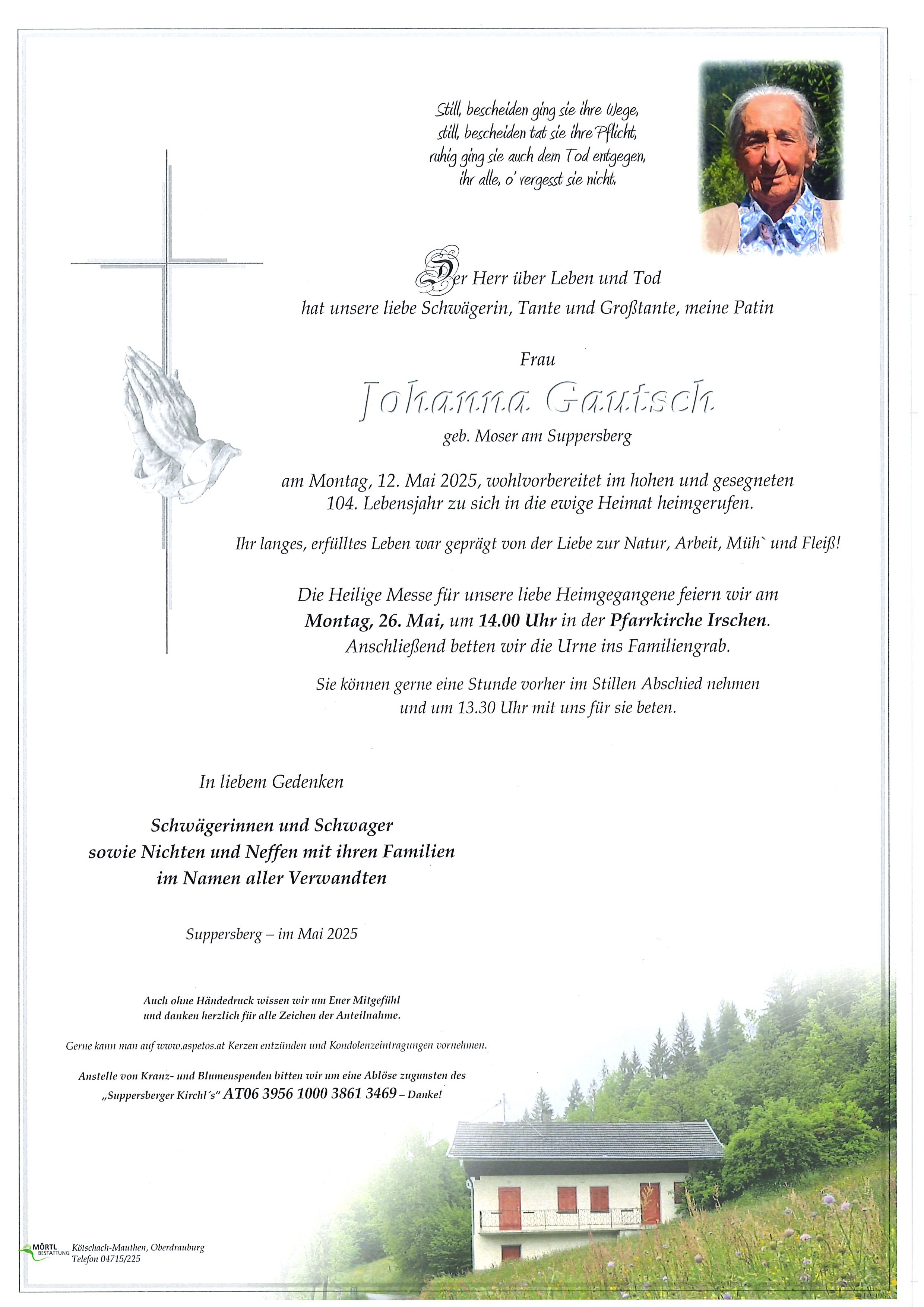 Traueranzeige von Johanna Gautsch