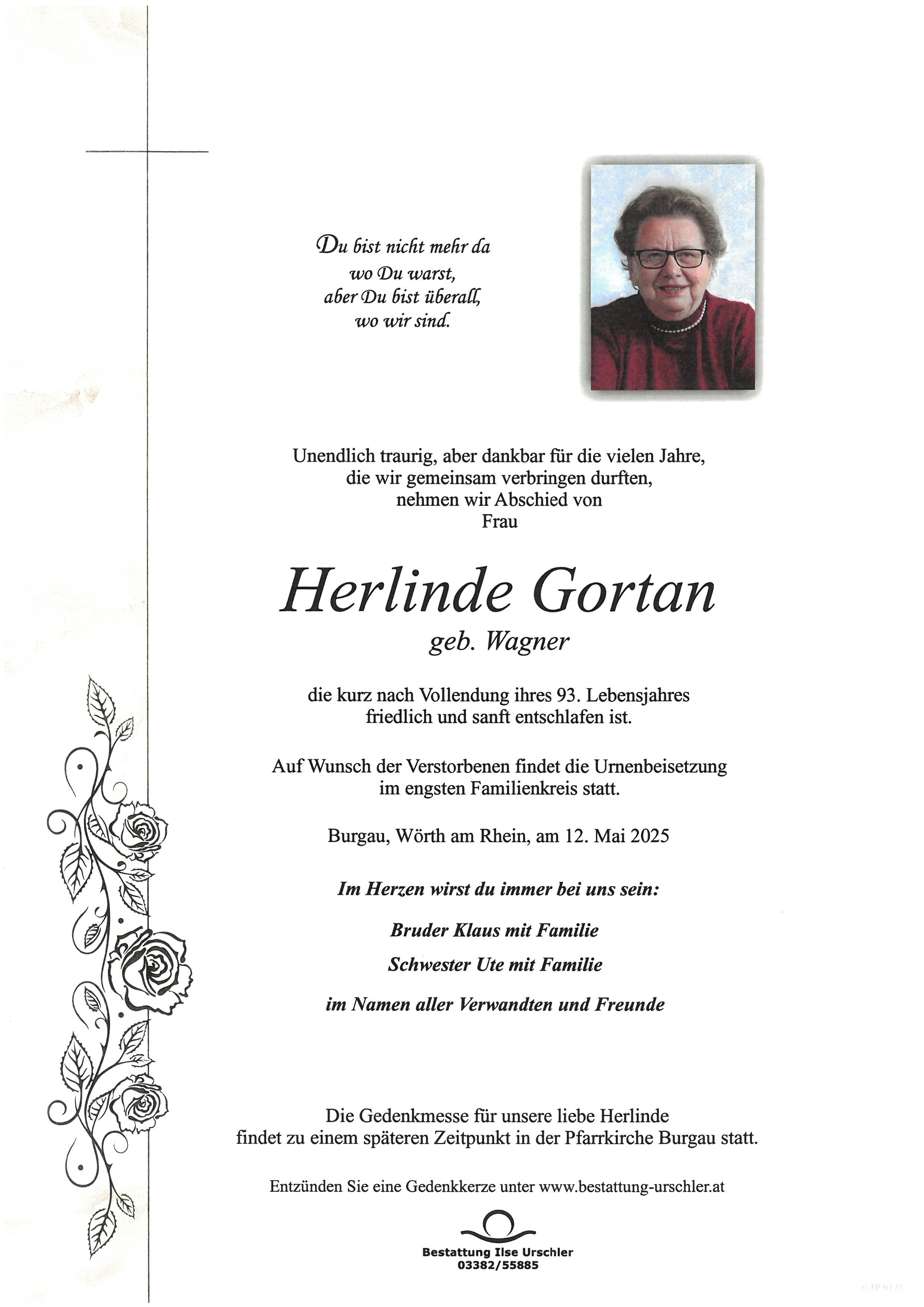 Traueranzeige von Herlinde Gortan