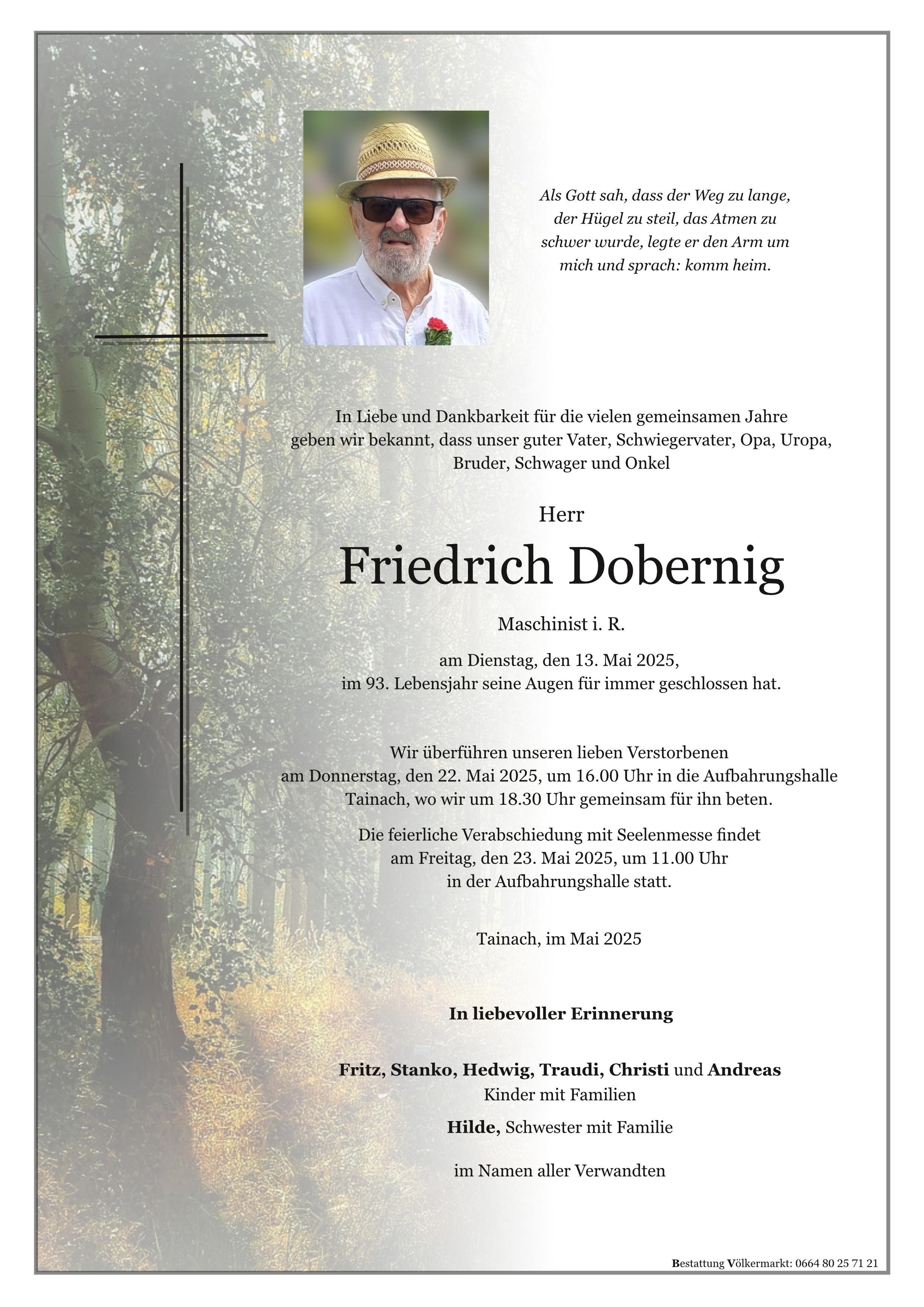 Traueranzeige von Friedrich Dobernig