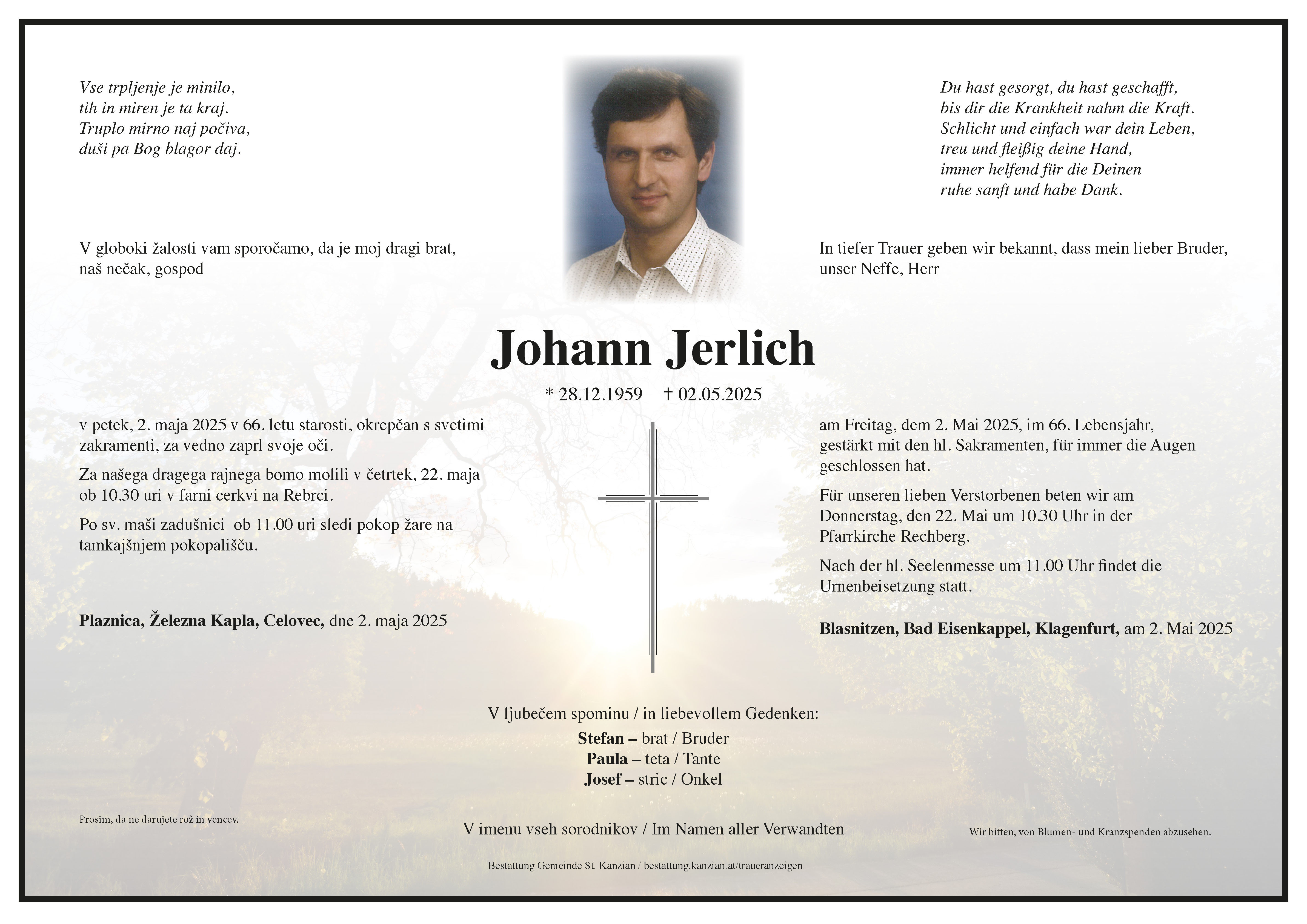 Traueranzeige von Johann Jerlich