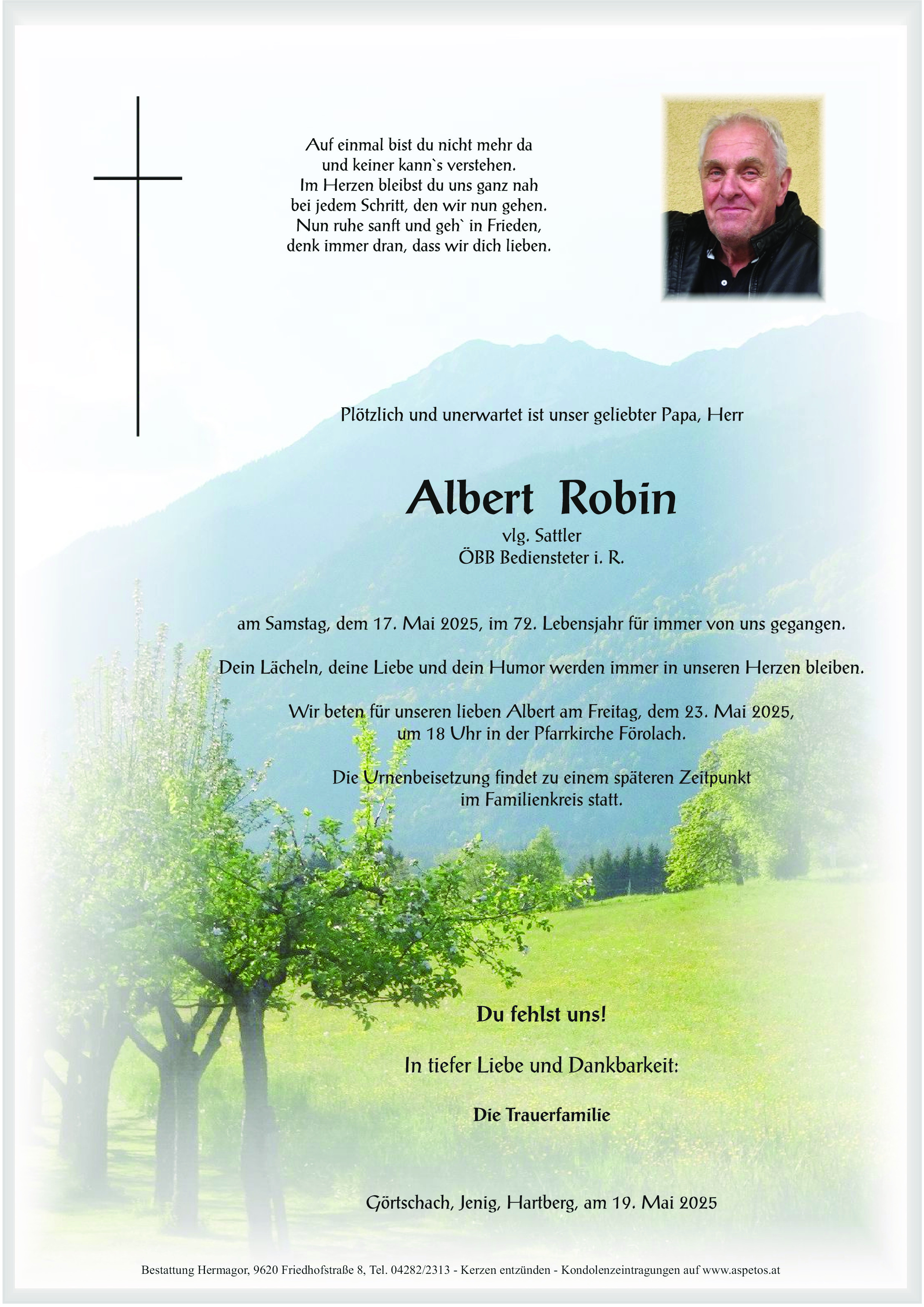 Traueranzeige von Albert Robin