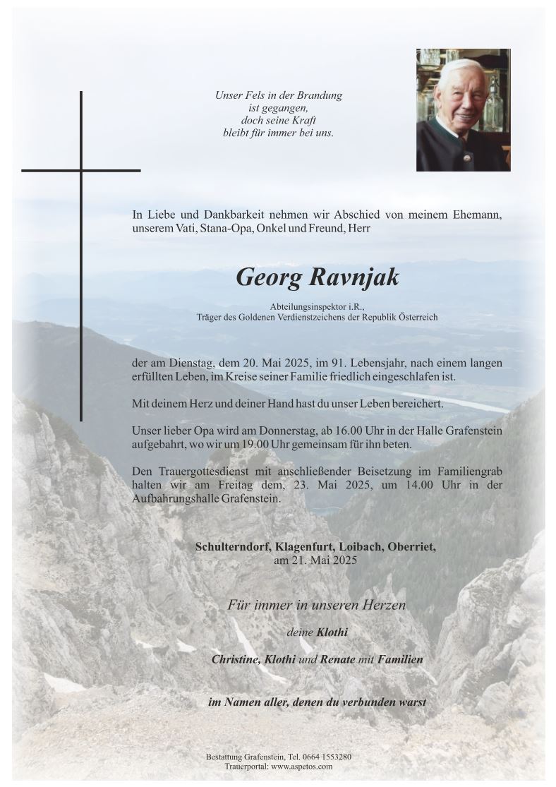 Traueranzeige von Georg Ravnjak