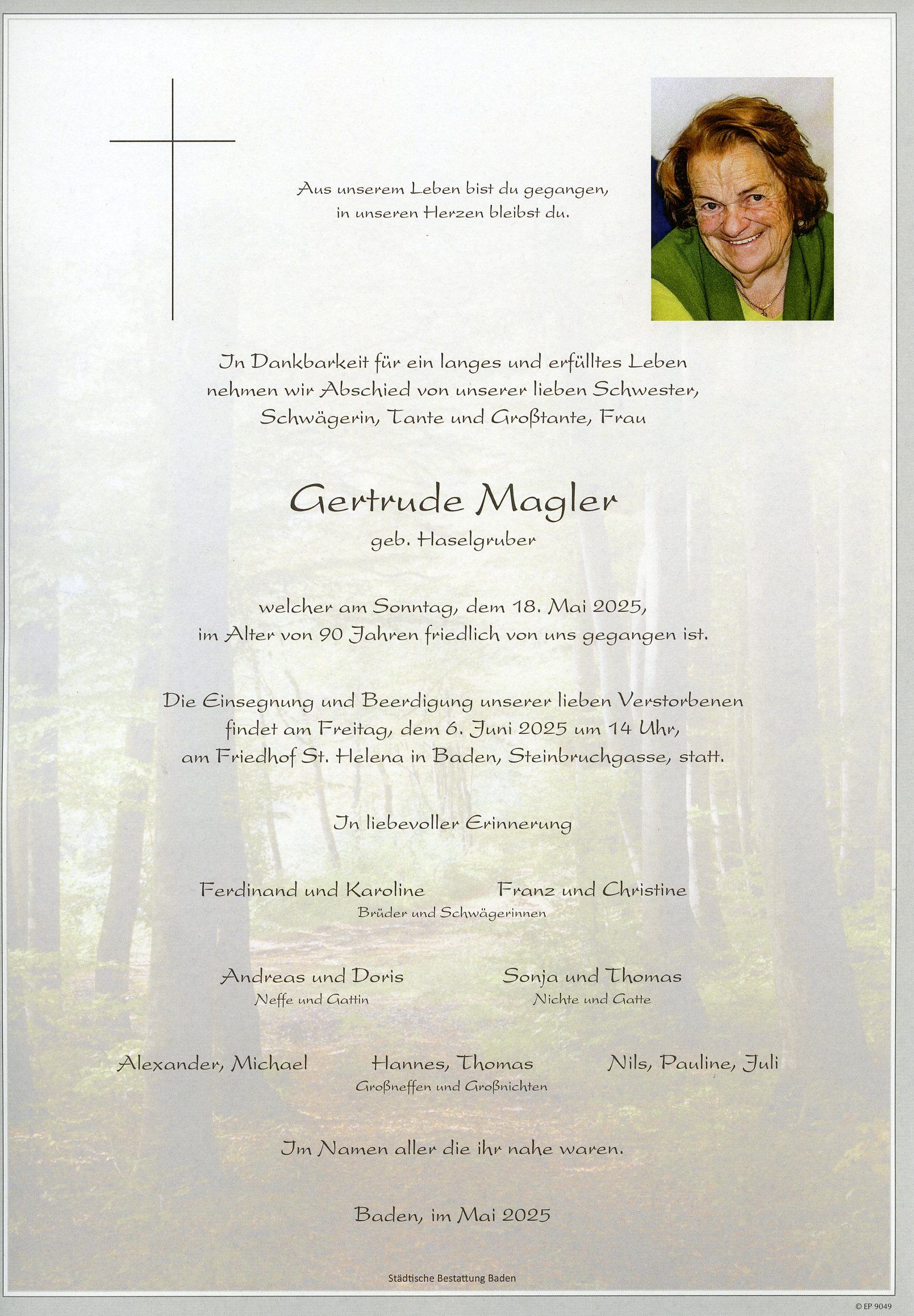 Traueranzeige von Gertrude Magler
