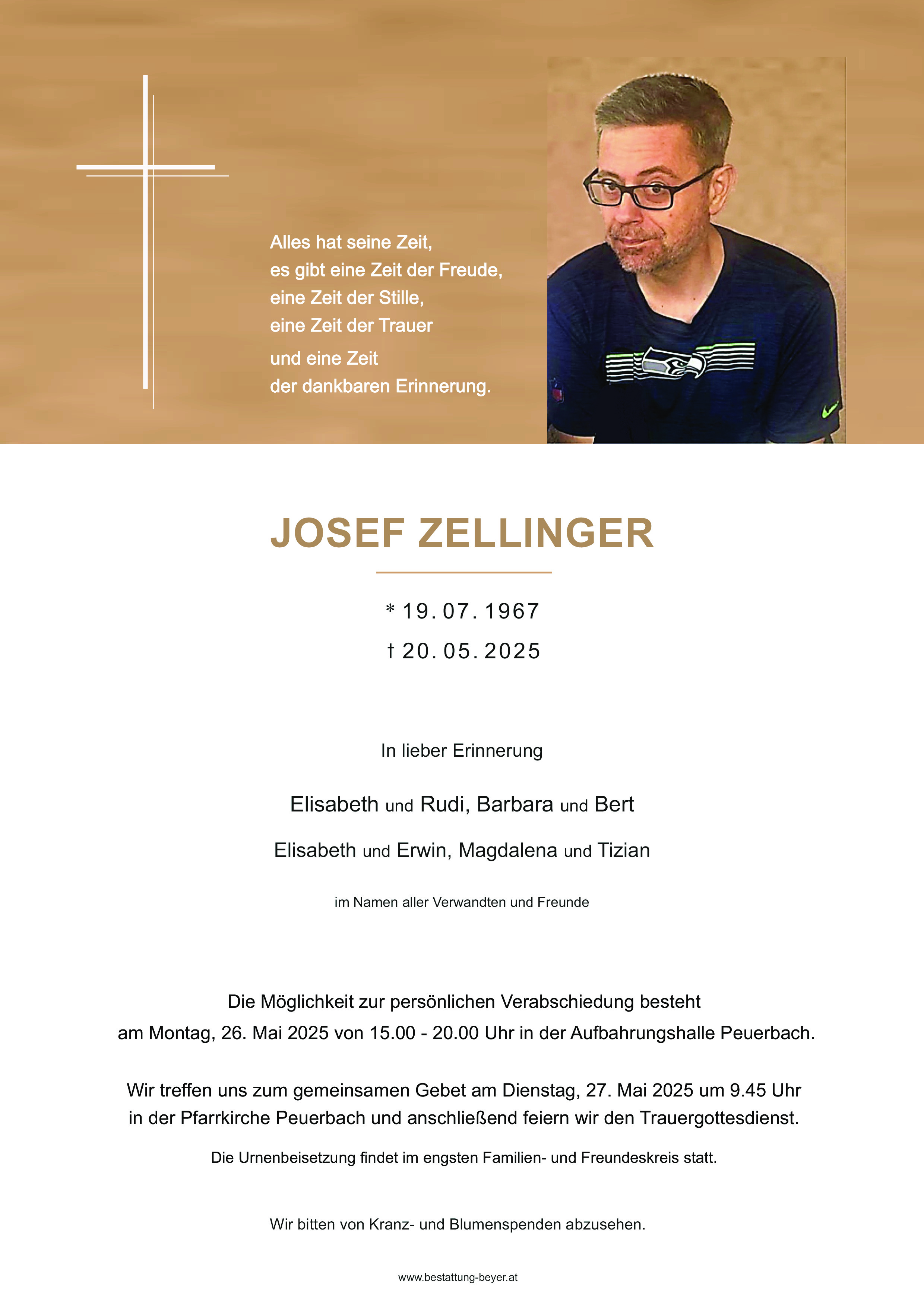 Traueranzeige von Josef Zellinger