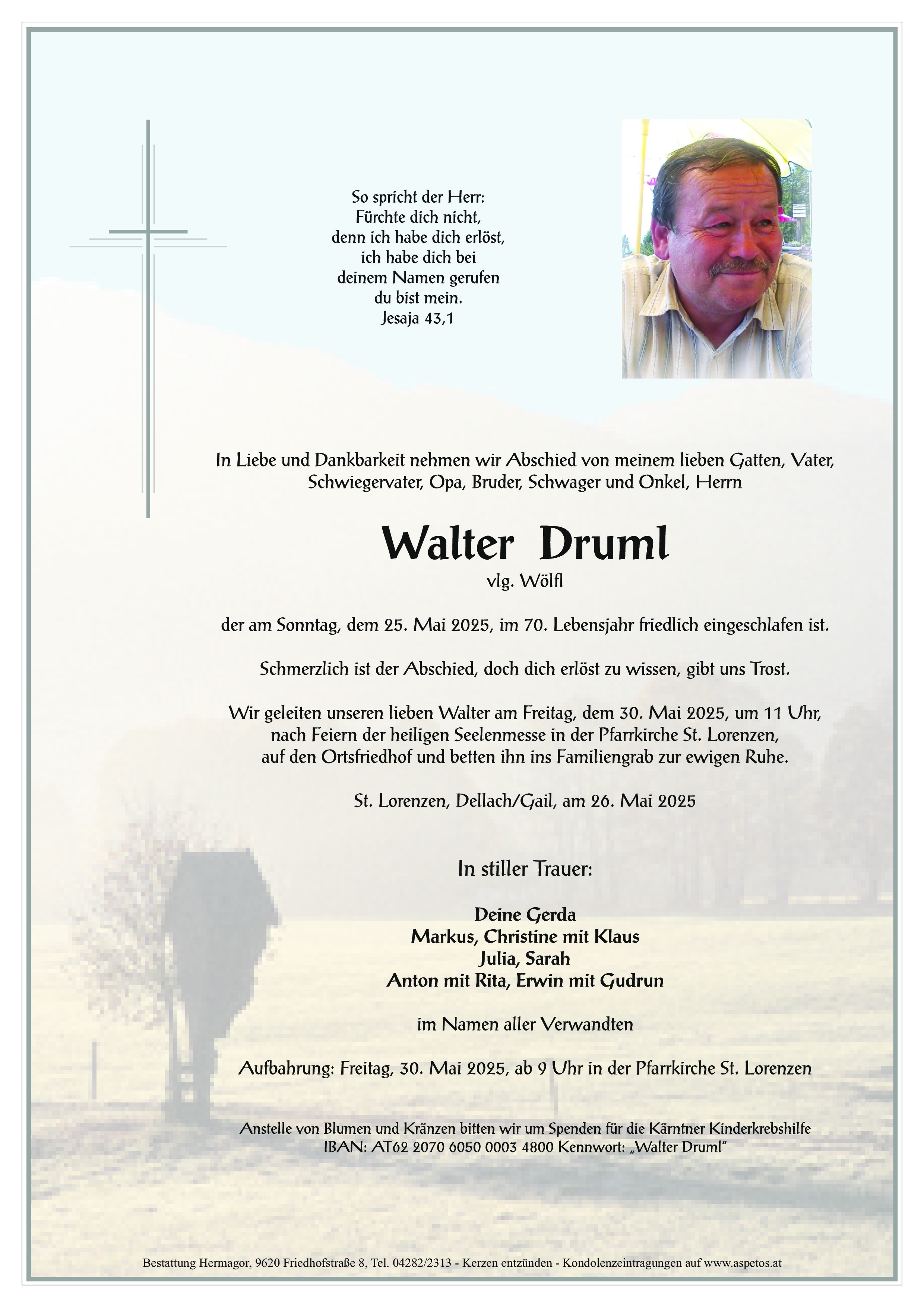 Traueranzeige von Walter Druml vlg. Wölfl