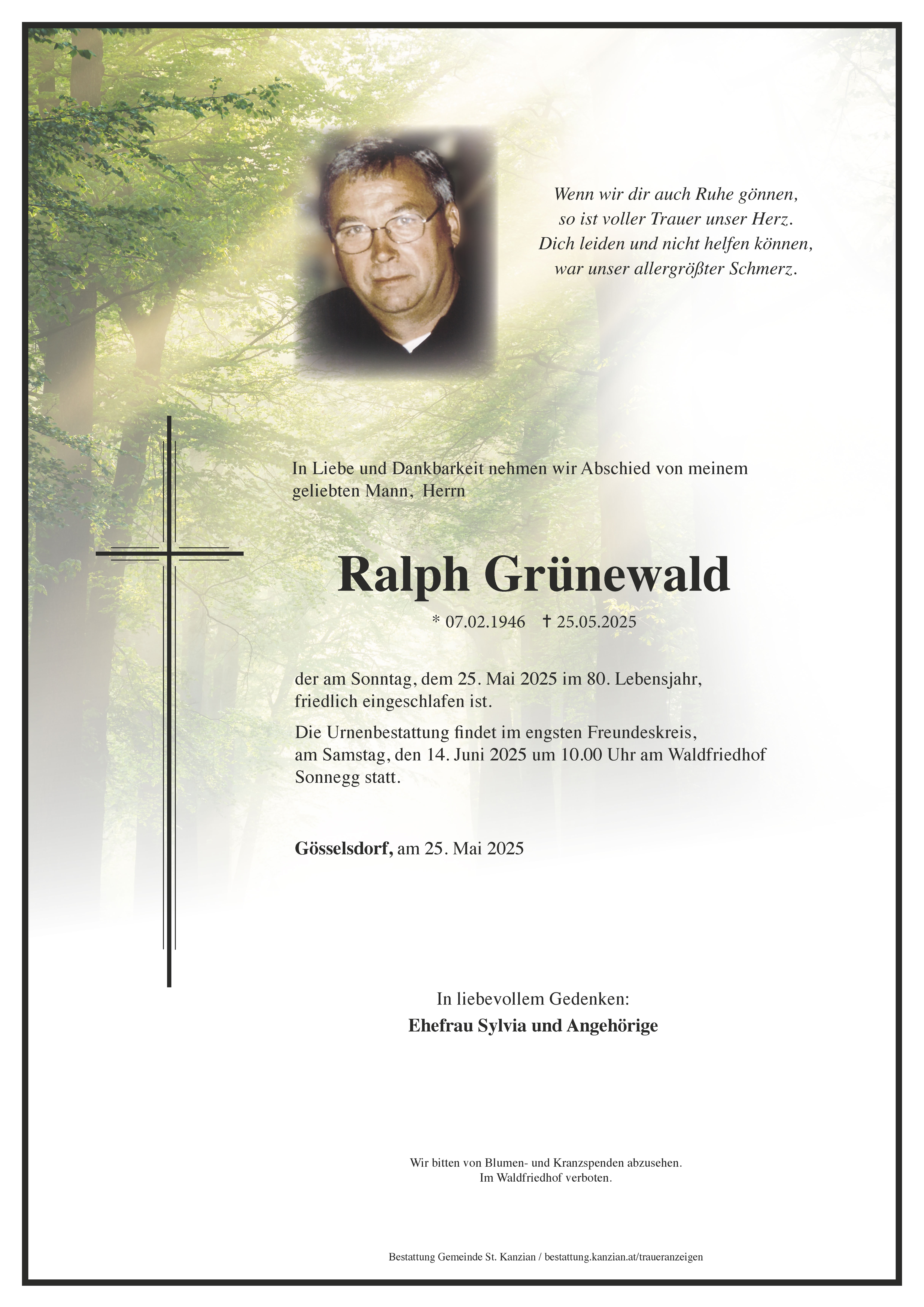 Traueranzeige von Ralph Grünewald