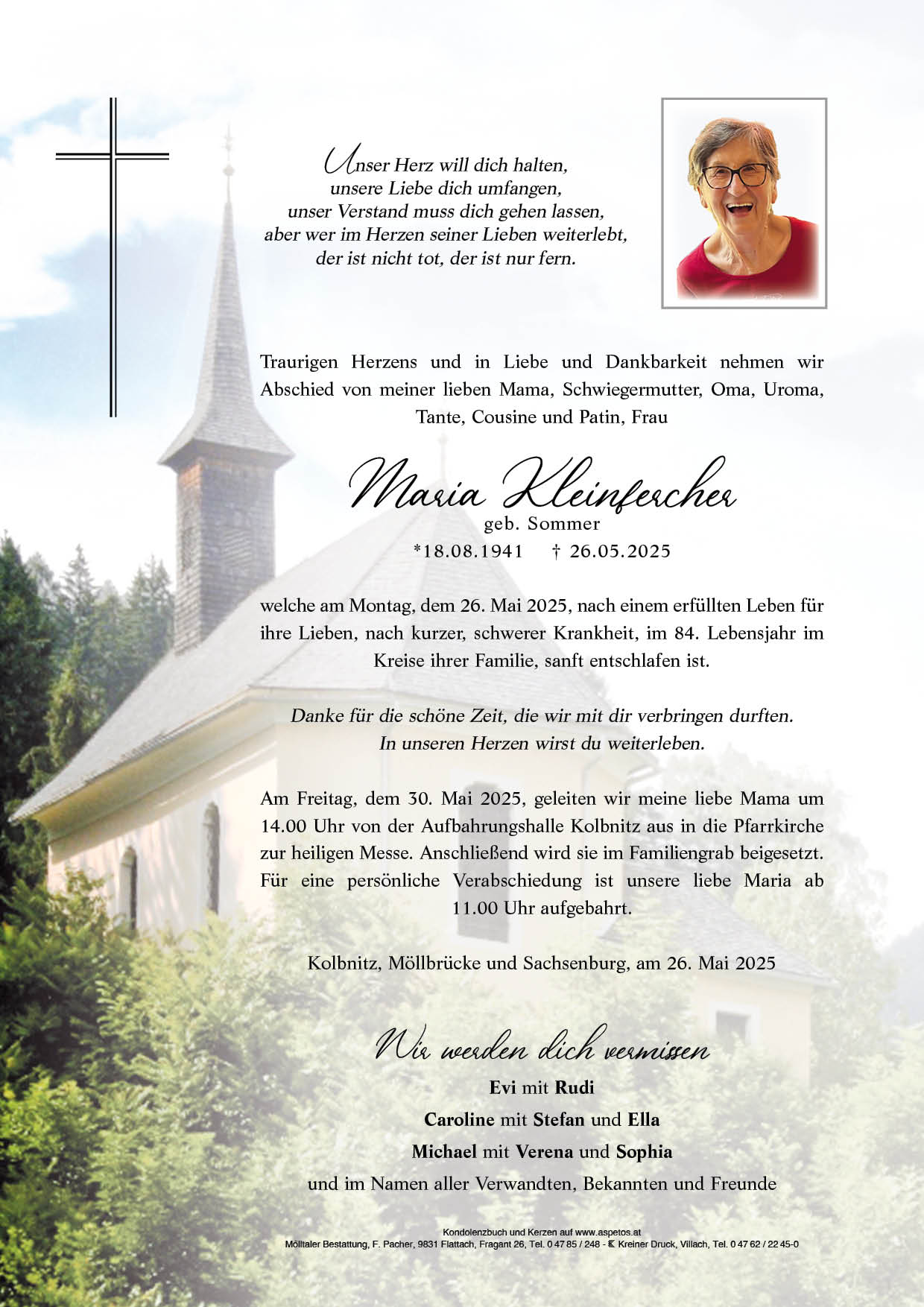 Traueranzeige von Maria Kleinfercher