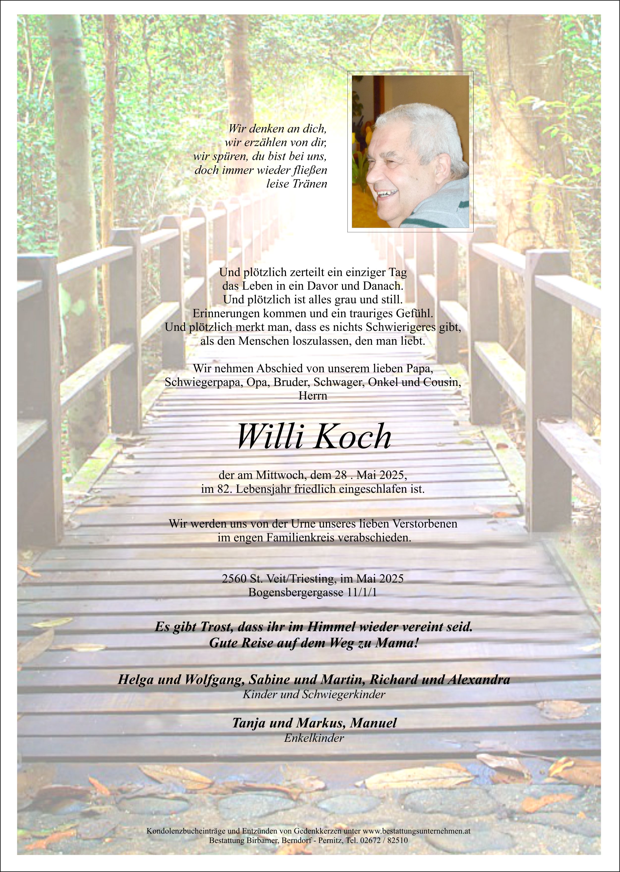 Traueranzeige von Willibald Koch